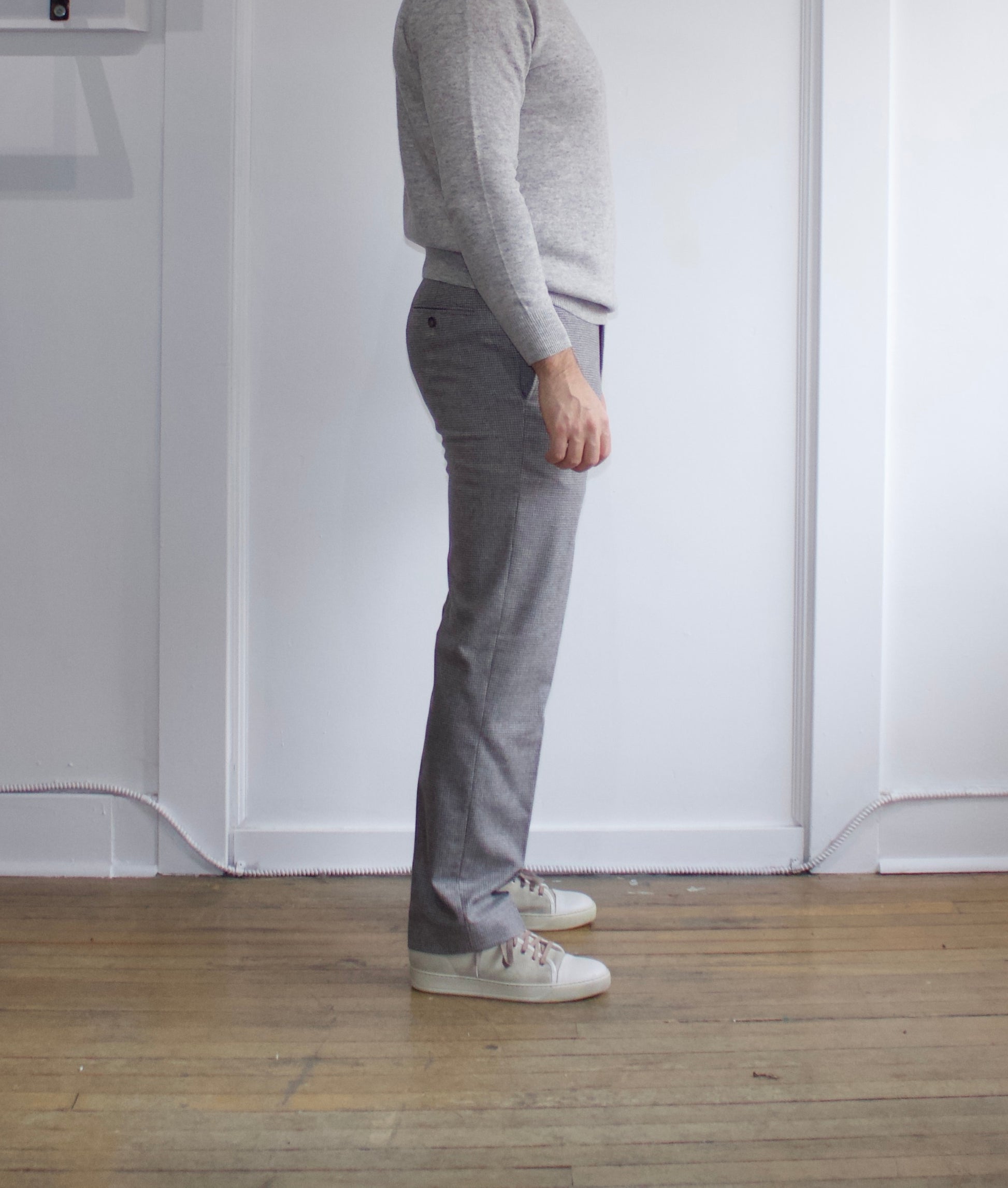 Brunello Cucinelli Grey Micro Hounds Tooth Patterned Dress Pants - Genuine Design Luxury Consignment Calgary, Alberta, Canada New and Pre-Owned Clothing, Shoes, Accessories.