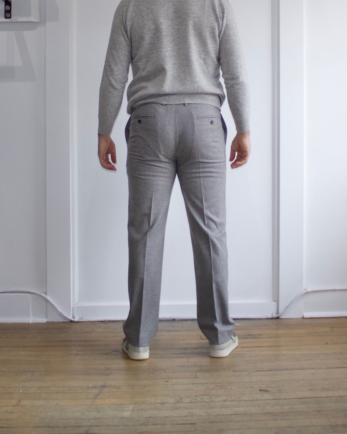 Brunello Cucinelli Grey Micro Hounds Tooth Patterned Dress Pants - Genuine Design Luxury Consignment Calgary, Alberta, Canada New and Pre-Owned Clothing, Shoes, Accessories.
