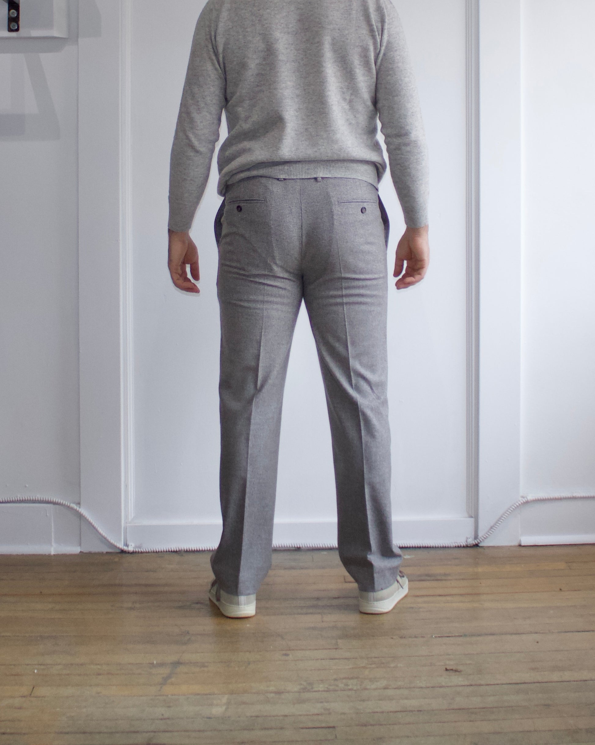 Brunello Cucinelli Grey Micro Hounds Tooth Patterned Dress Pants - Genuine Design Luxury Consignment Calgary, Alberta, Canada New and Pre-Owned Clothing, Shoes, Accessories.