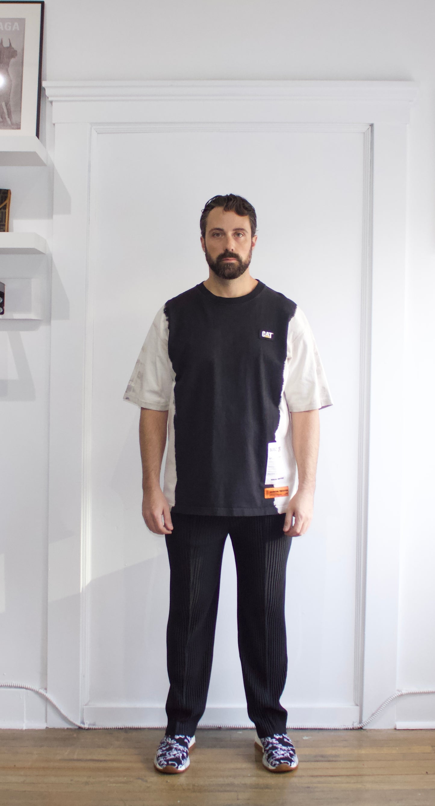 Heron Preston Black & White Tie Dye Double Logo T-Shirt Medium - Genuine Design Luxury Consignment. New & Pre-Owned Clothing, Shoes, & Accessories. Calgary, Canada