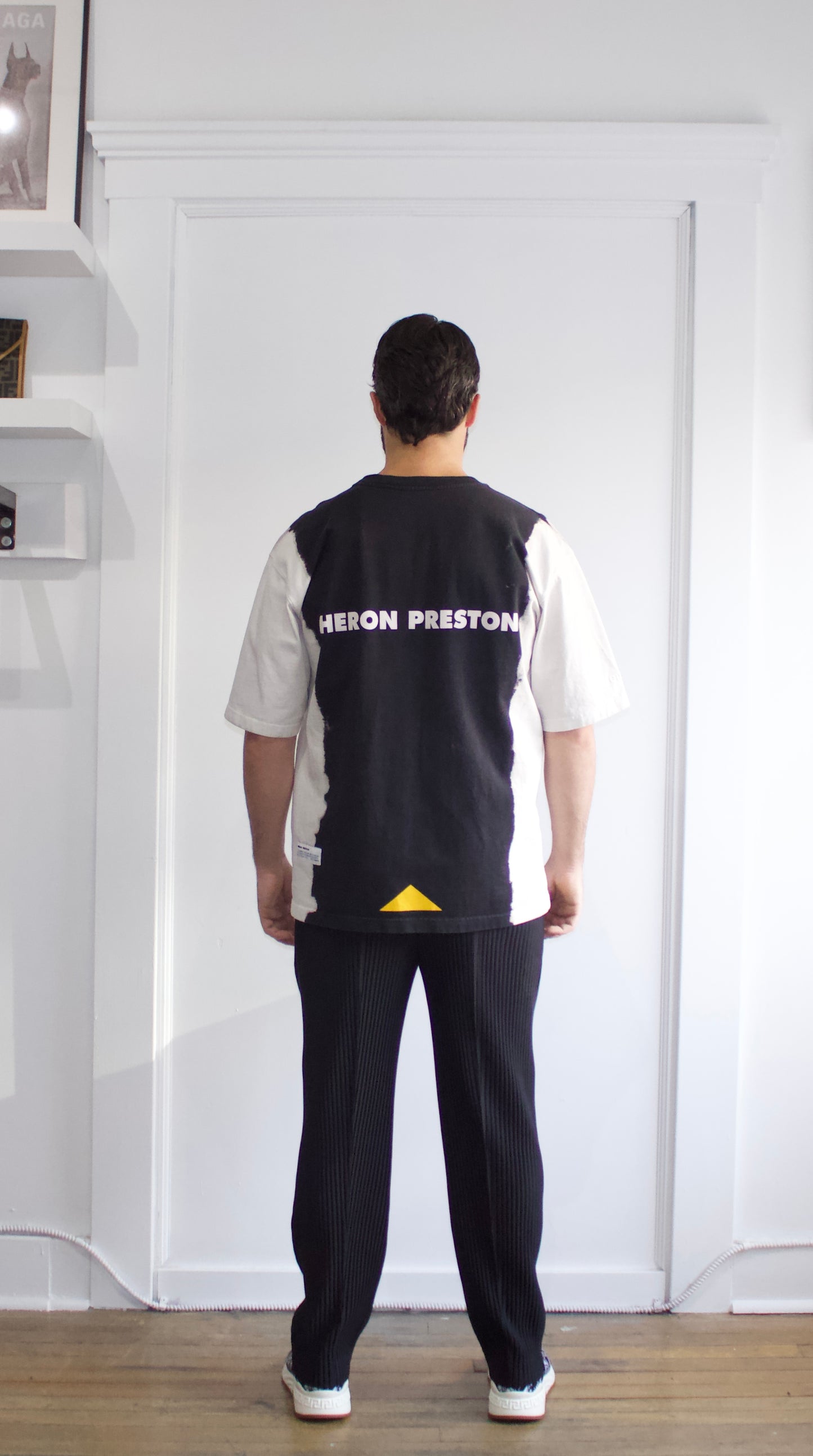 Heron Preston Black & White Tie Dye Double Logo T-Shirt Medium - Genuine Design Luxury Consignment. New & Pre-Owned Clothing, Shoes, & Accessories. Calgary, Canada