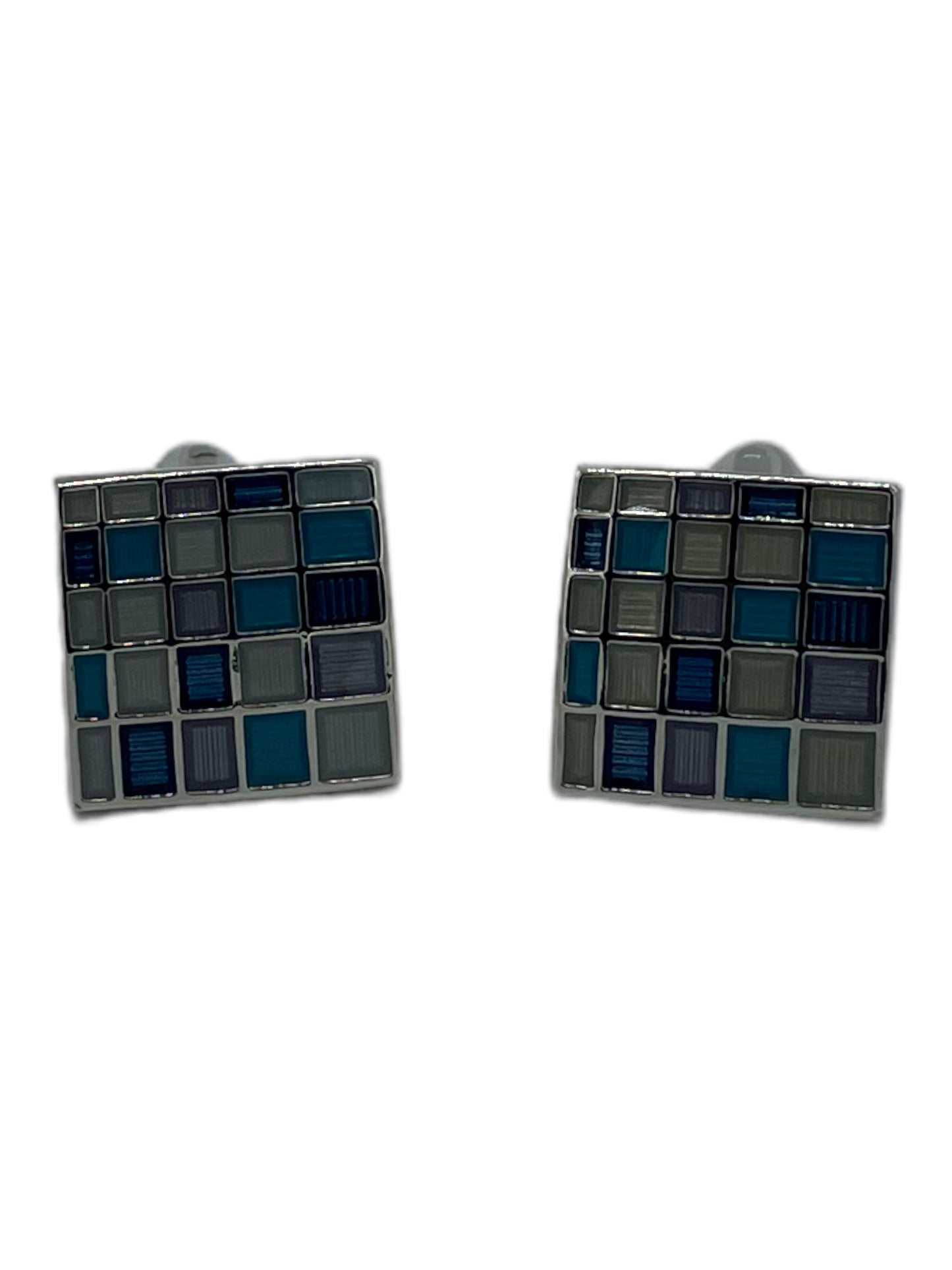 Elizabeth Parker Blue Multi Square Cufflinks