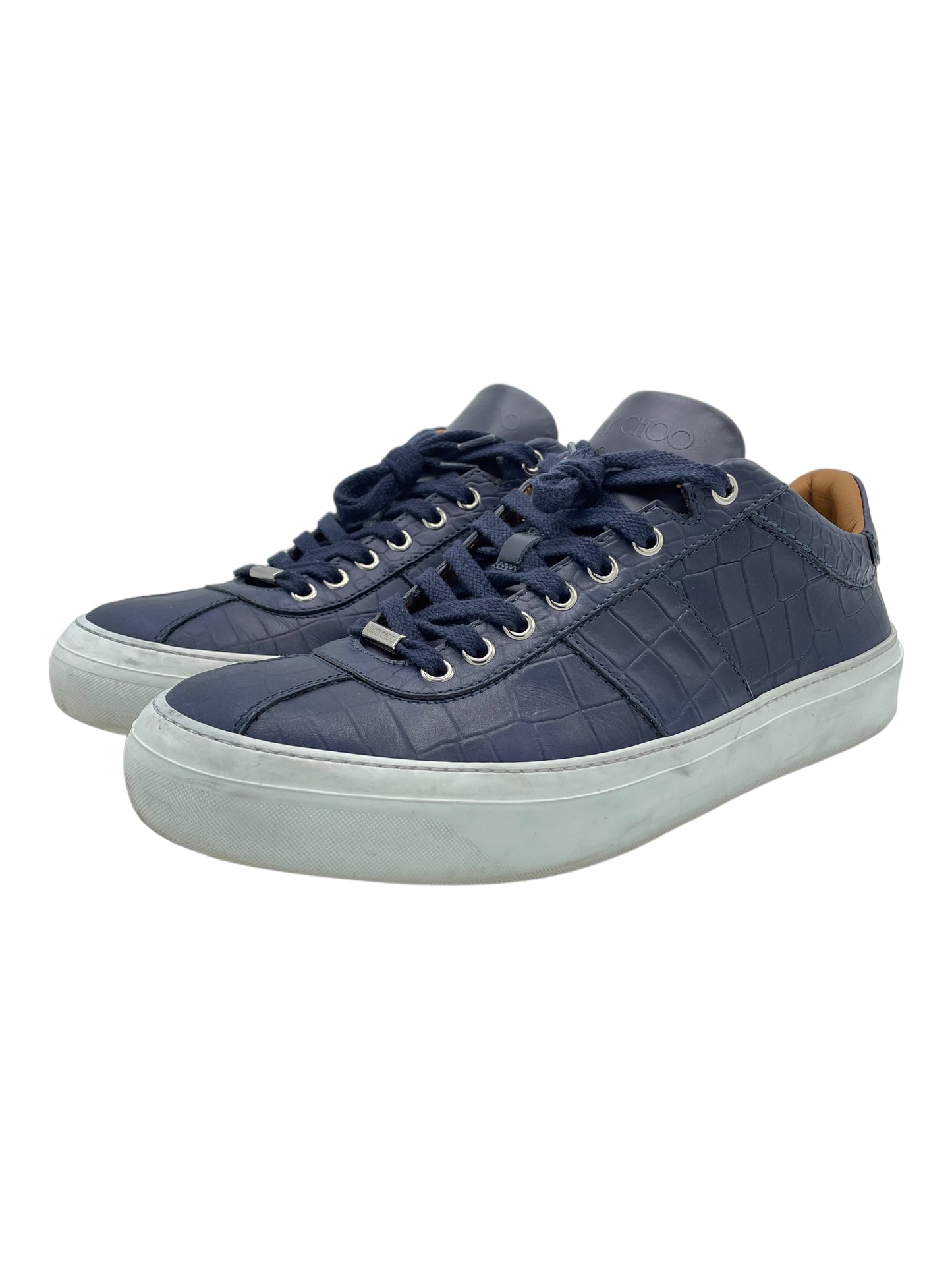 Jimmy Choo Navy Blue Croc Sneakers - Genuine Design Luxury Consignment for Men. New & Pre-Owned Clothing, Shoes, & Accessories. Calgary, Canada