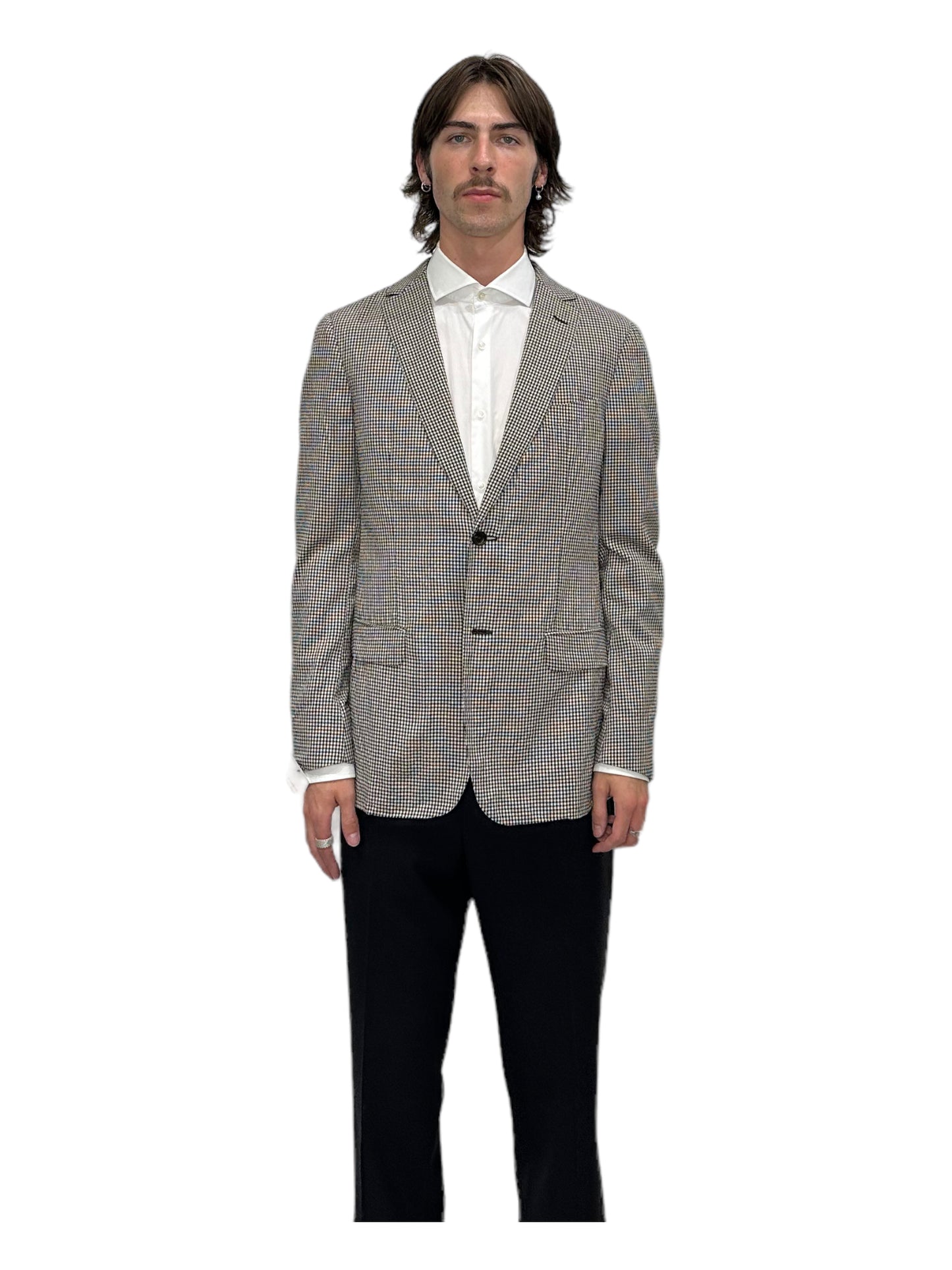 ZZegna Black & White Checkered Blazer 38R - Genuine Design Luxury Consignment for Men. New & Pre-Owned Clothing, Shoes, & Accessories. Calgary, Canada