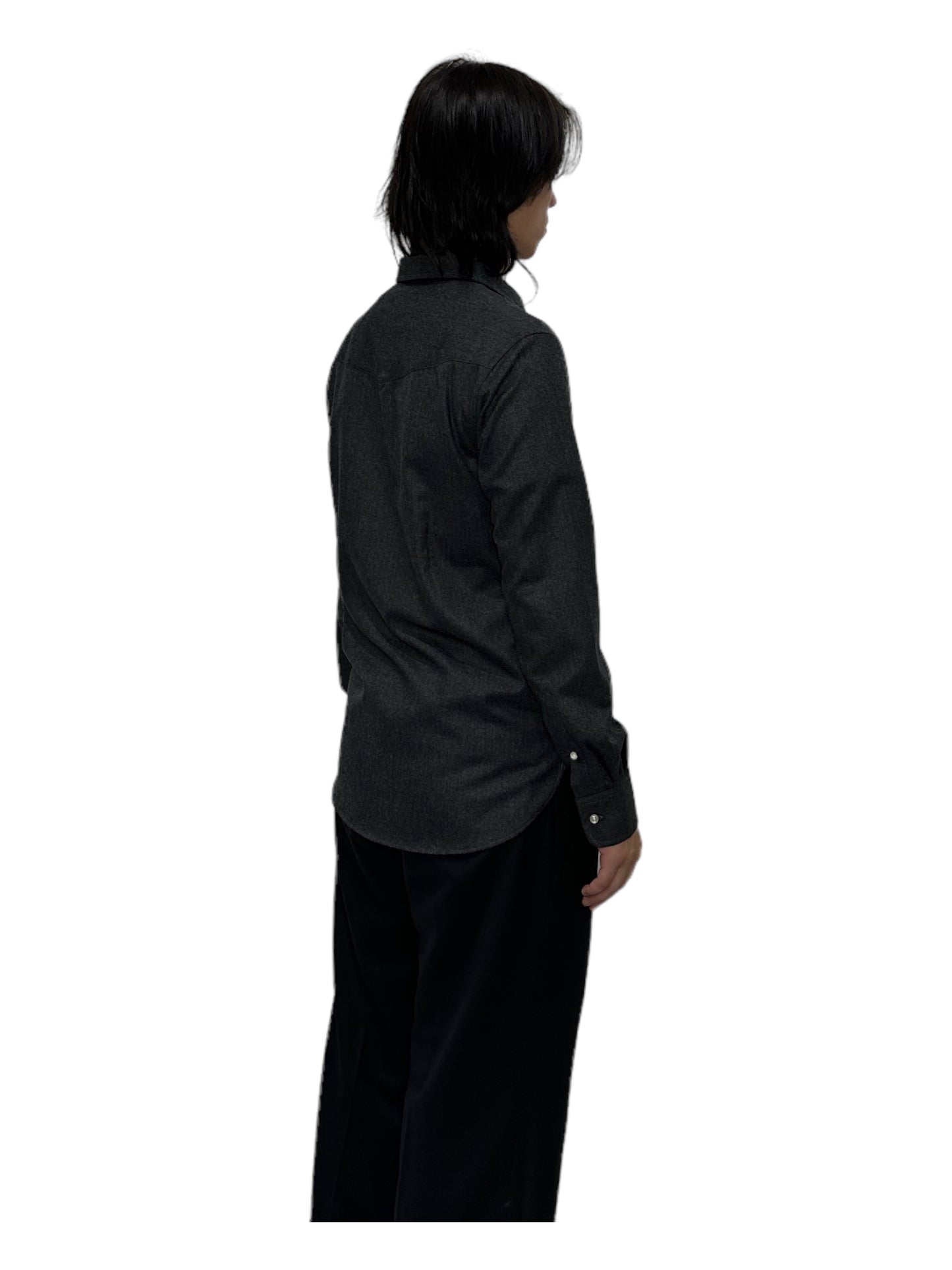 Officine Générale Dark Grey 1/2 Zip Long Sleeve Shirt - Genuine Design Luxury Consignment for Men. New & Pre-Owned Clothing, Shoes, & Accessories. Calgary, Canada