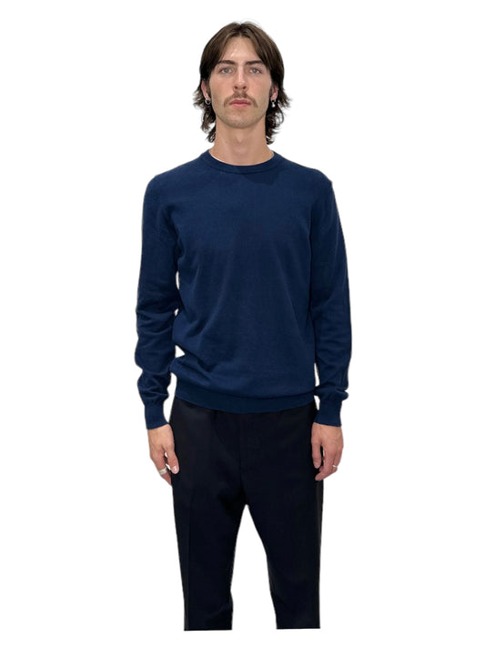 Bikkembergs Blue Pullover Sweater With Jacquard Motif - Genuine Design Luxury Consignment for Men. New & Pre-Owned Clothing, Shoes, & Accessories. Calgary, Canada