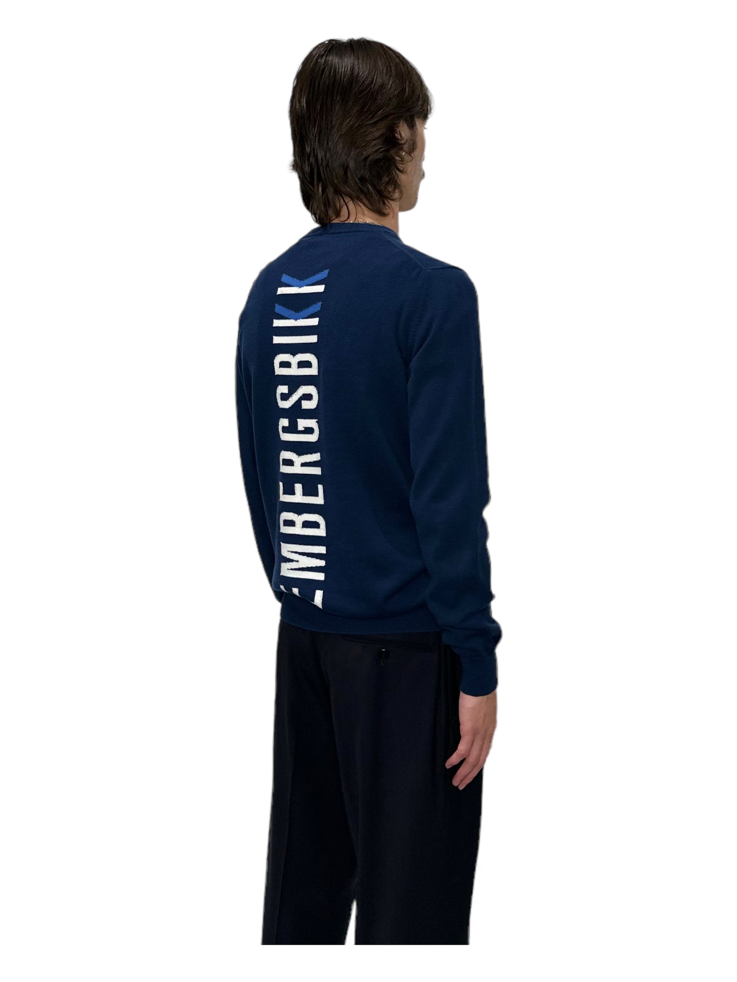 Bikkembergs Blue Pullover Sweater With Jacquard Motif - Genuine Design Luxury Consignment for Men. New & Pre-Owned Clothing, Shoes, & Accessories. Calgary, Canada