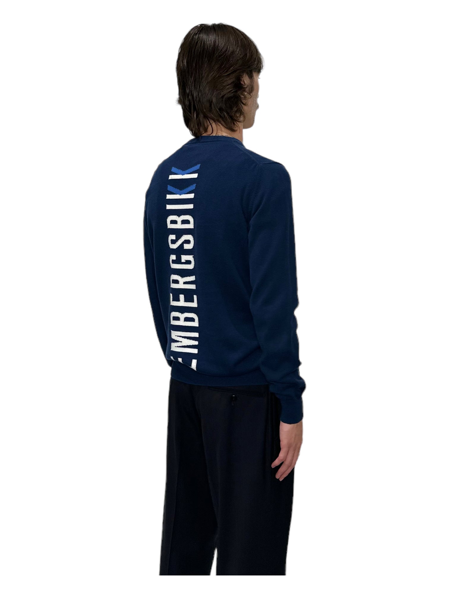 Bikkembergs Blue Pullover Sweater With Jacquard Motif - Genuine Design Luxury Consignment for Men. New & Pre-Owned Clothing, Shoes, & Accessories. Calgary, Canada