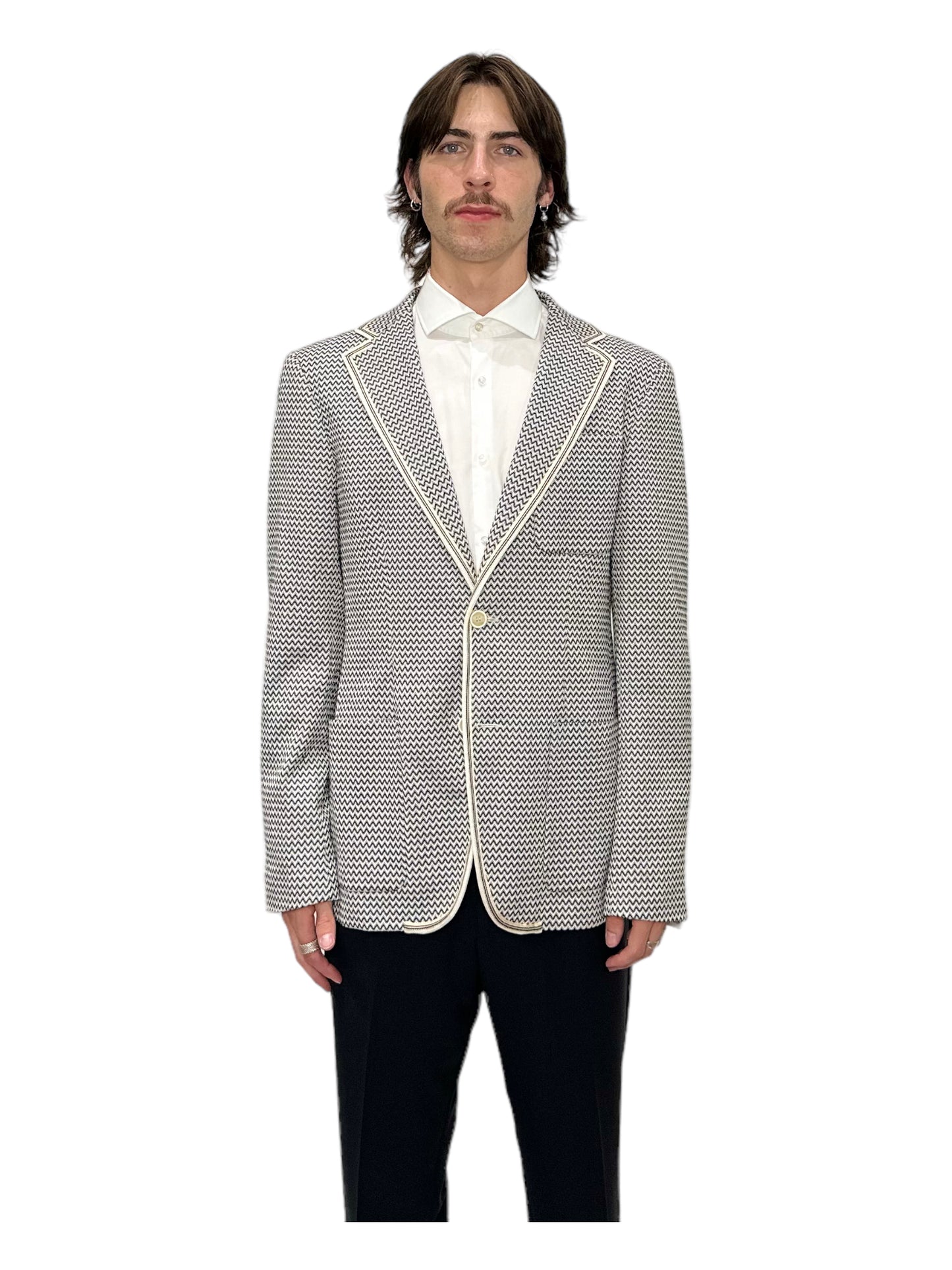 Missoni Multicoloured Knitted Cotton Blazer 40R - Genuine Design Luxury Consignment for Men. New & Pre-Owned Clothing, Shoes, & Accessories. Calgary, Canada