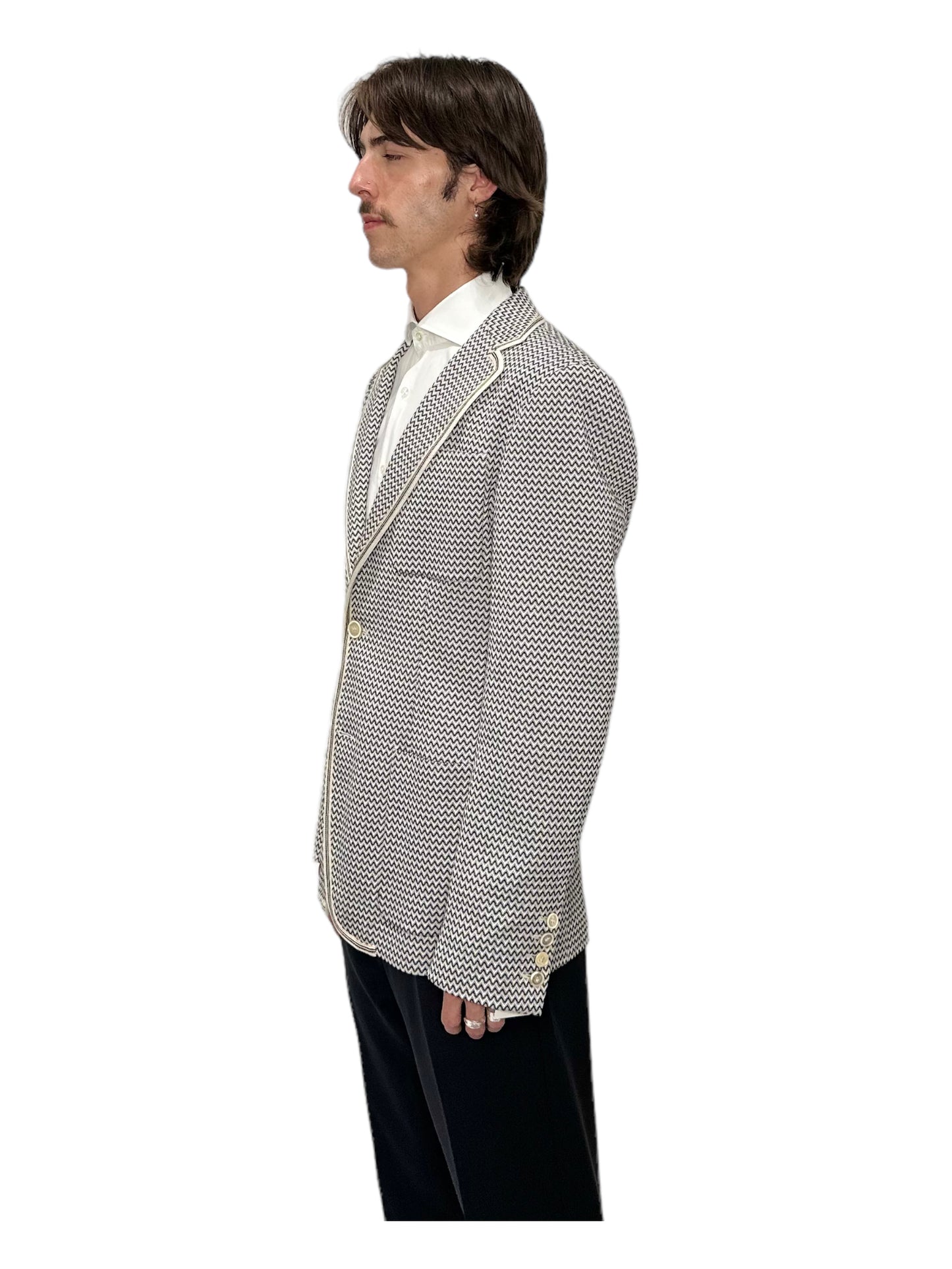 Missoni Multicoloured Knitted Cotton Blazer 40R - Genuine Design Luxury Consignment for Men. New & Pre-Owned Clothing, Shoes, & Accessories. Calgary, Canada
