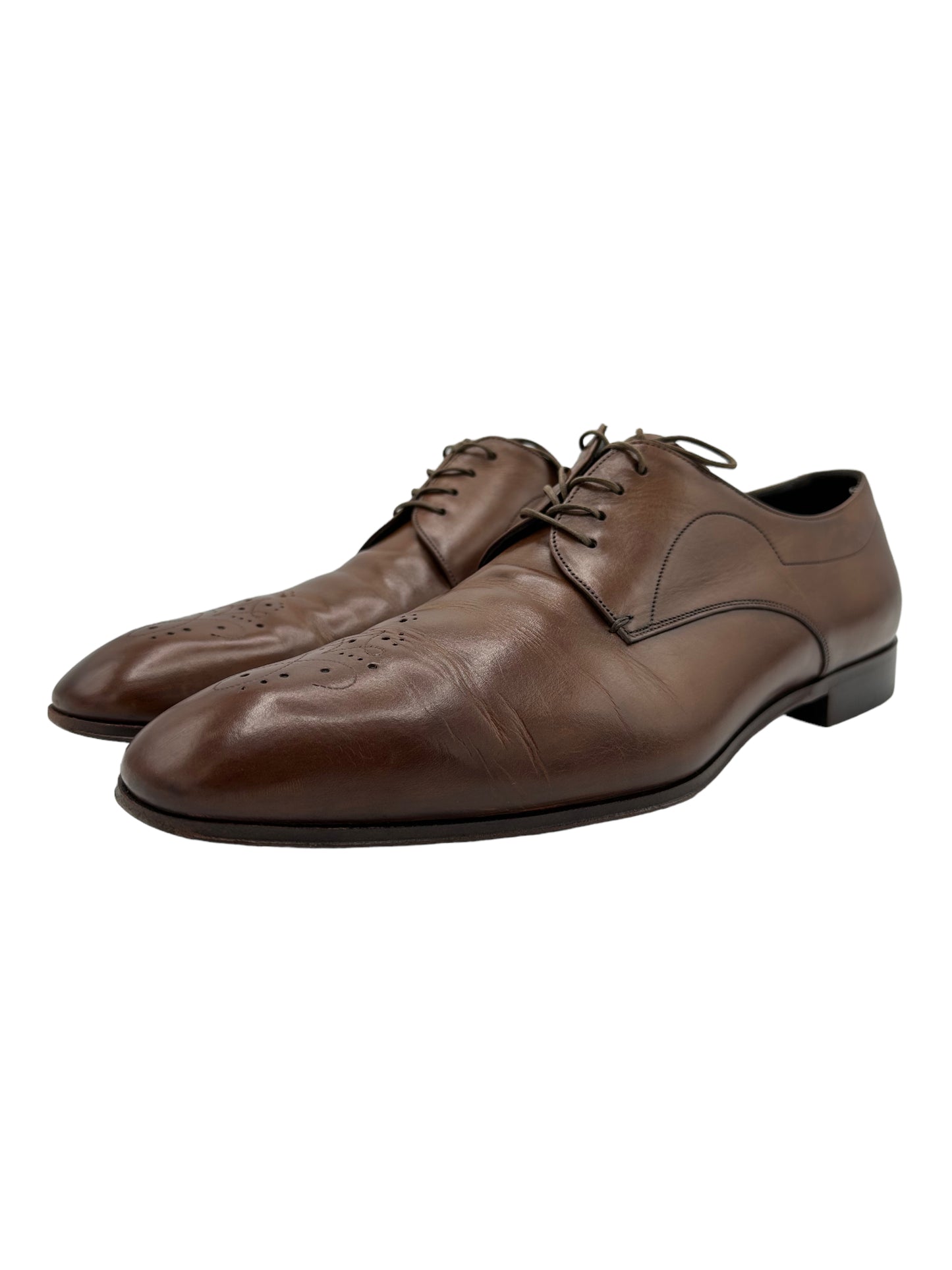 Prada Brown Leather Derby Dress Shoes