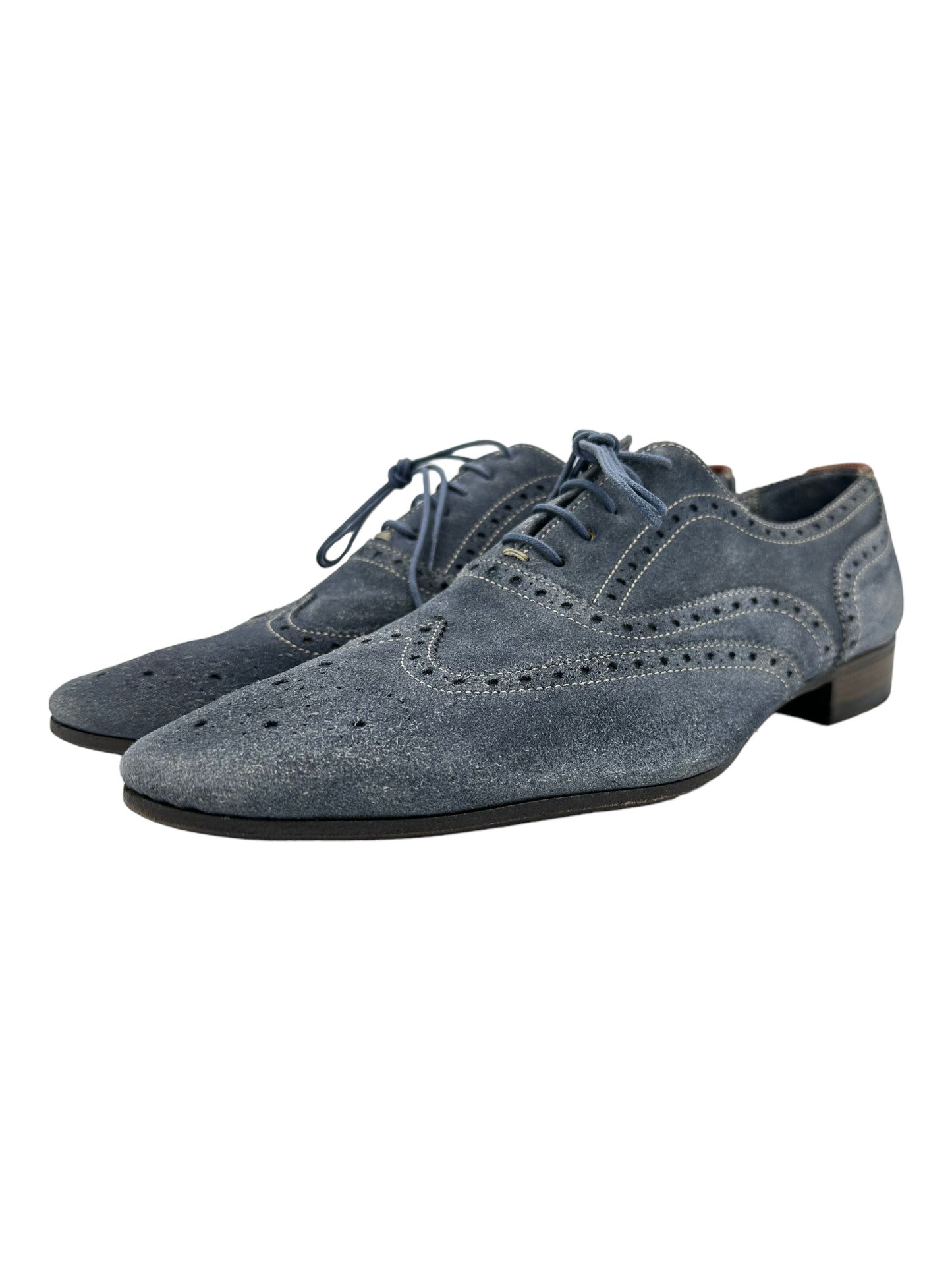Paul Smith Blue Suede Wingtip Brogue Dress Shoes