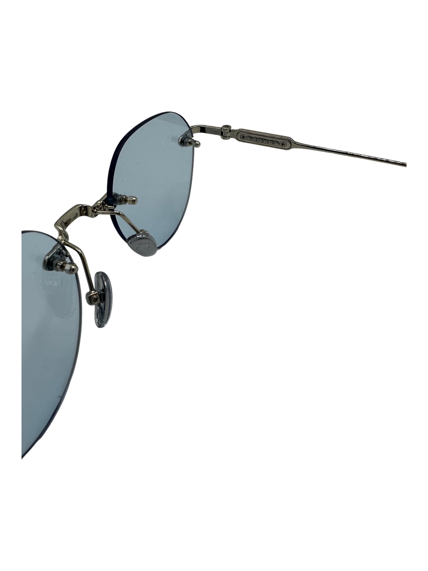 Chrome Hearts Blue Lens Rimless Sunglasses - Genuine Design Luxury Consignment for Men. New & Pre-Owned Clothing, Shoes, & Accessories. Calgary, Canada