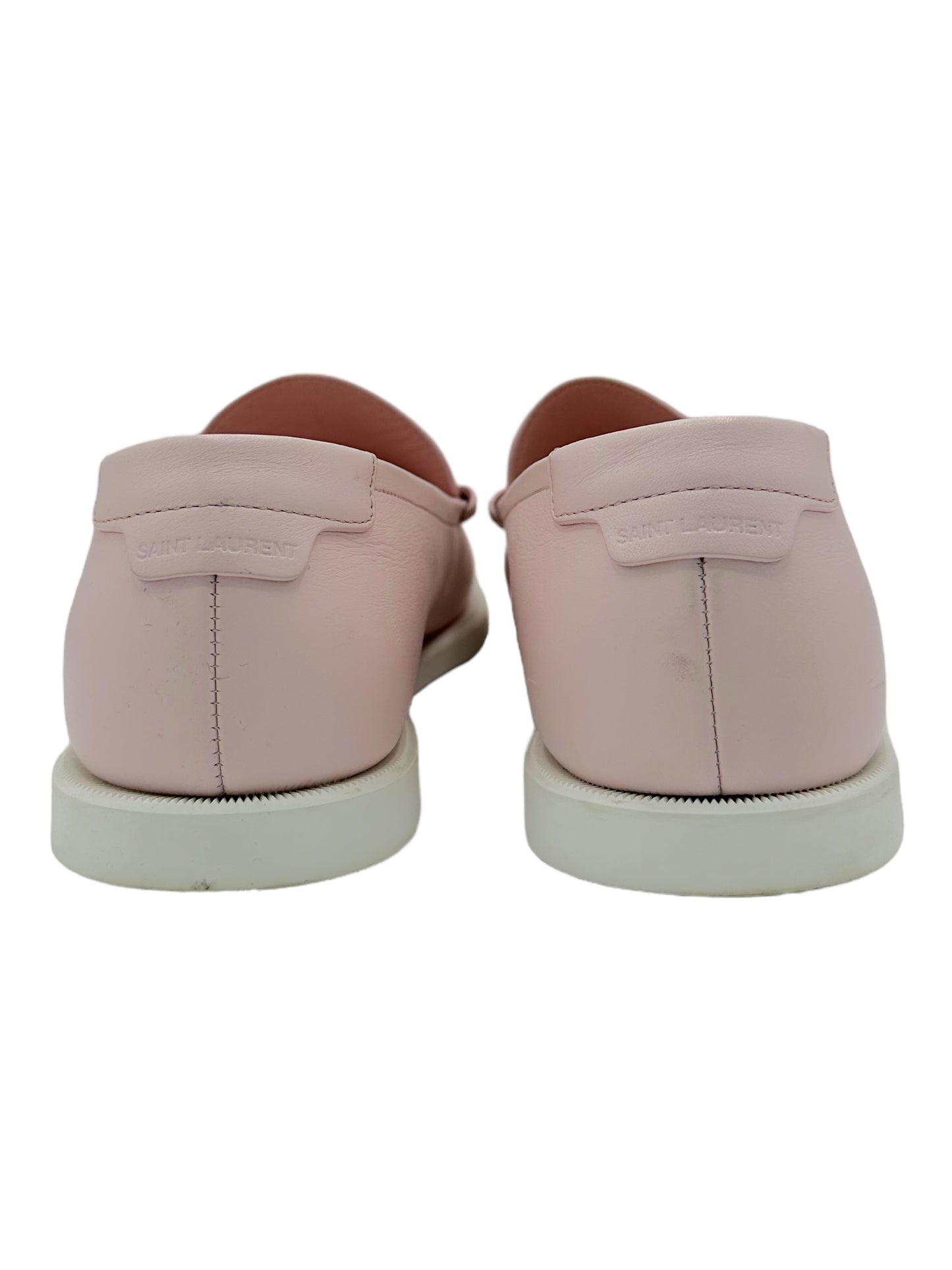Saint Laurent Le Monogram Pink Penny Loafer - Genuine Design luxury consignment Calgary, Canada New and pre-owned clothing, shoes, accessories.