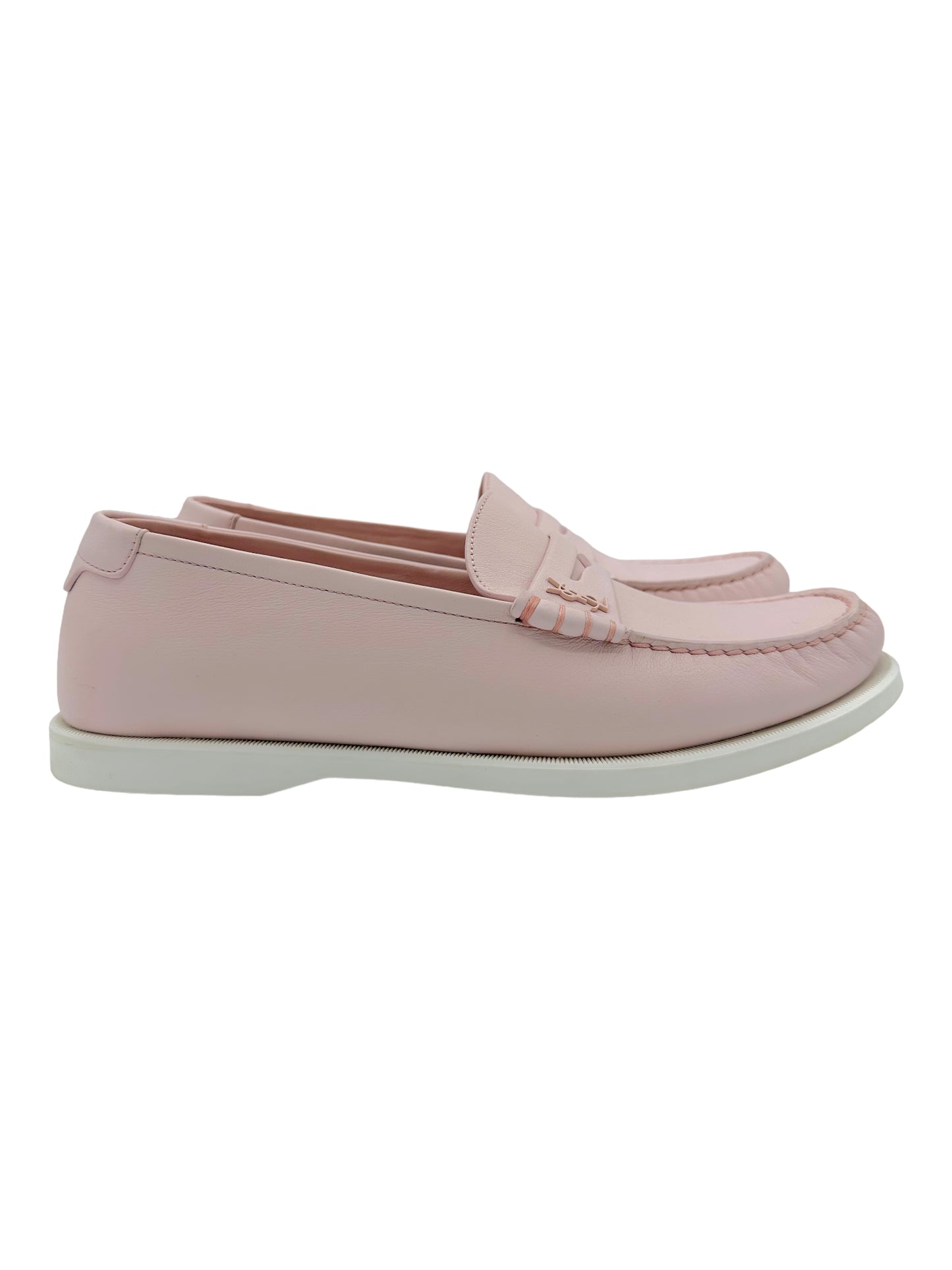 Saint Laurent Le Monogram Pink Penny Loafer - Genuine Design luxury consignment Calgary, Canada New and pre-owned clothing, shoes, accessories.
