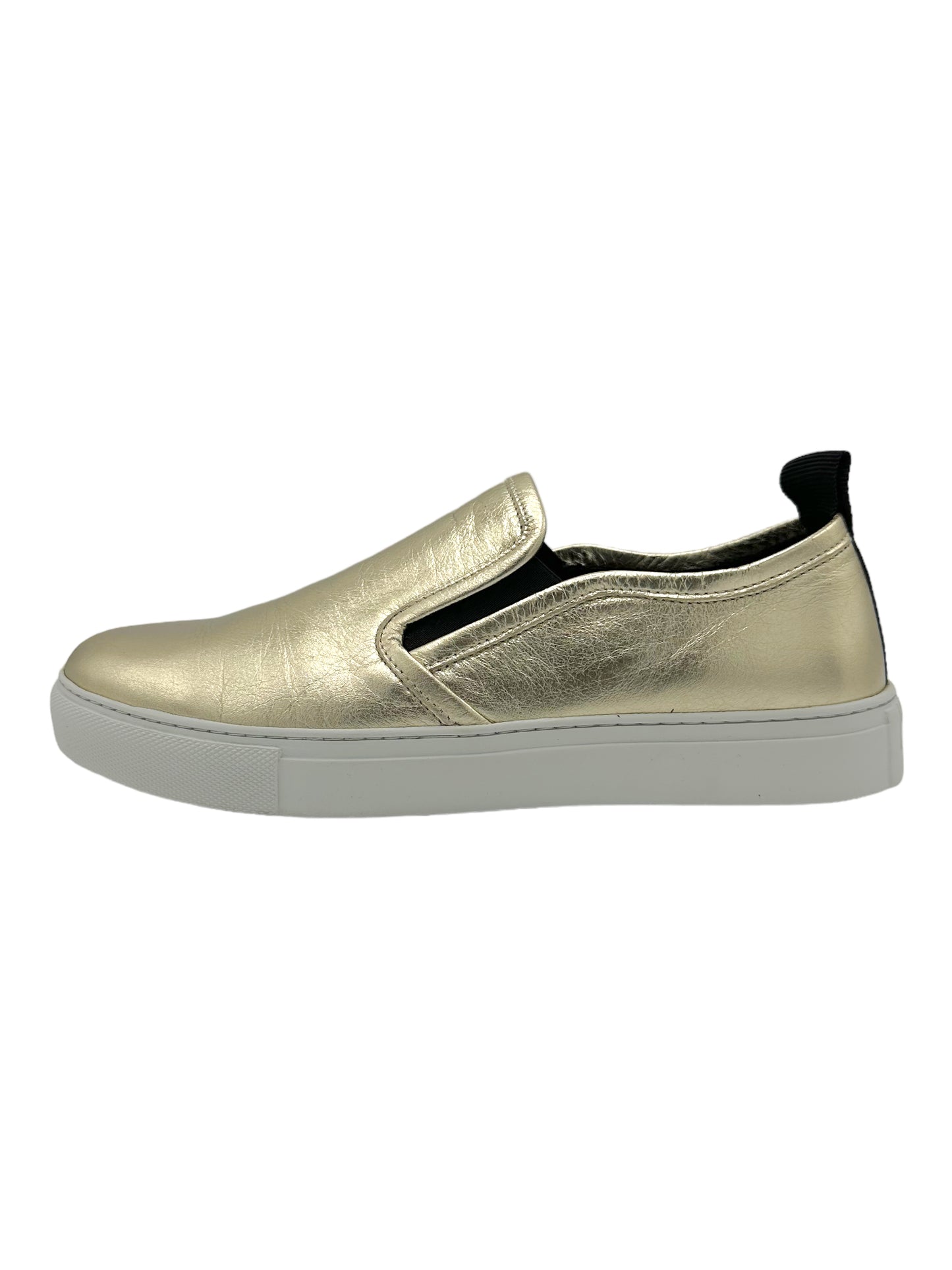 Alexander McQueen Gold & White Slip On Sneaker - Genuine Design Luxury Consignment for Men. New & Pre-Owned Clothing, Shoes, & Accessories. Calgary, Canada