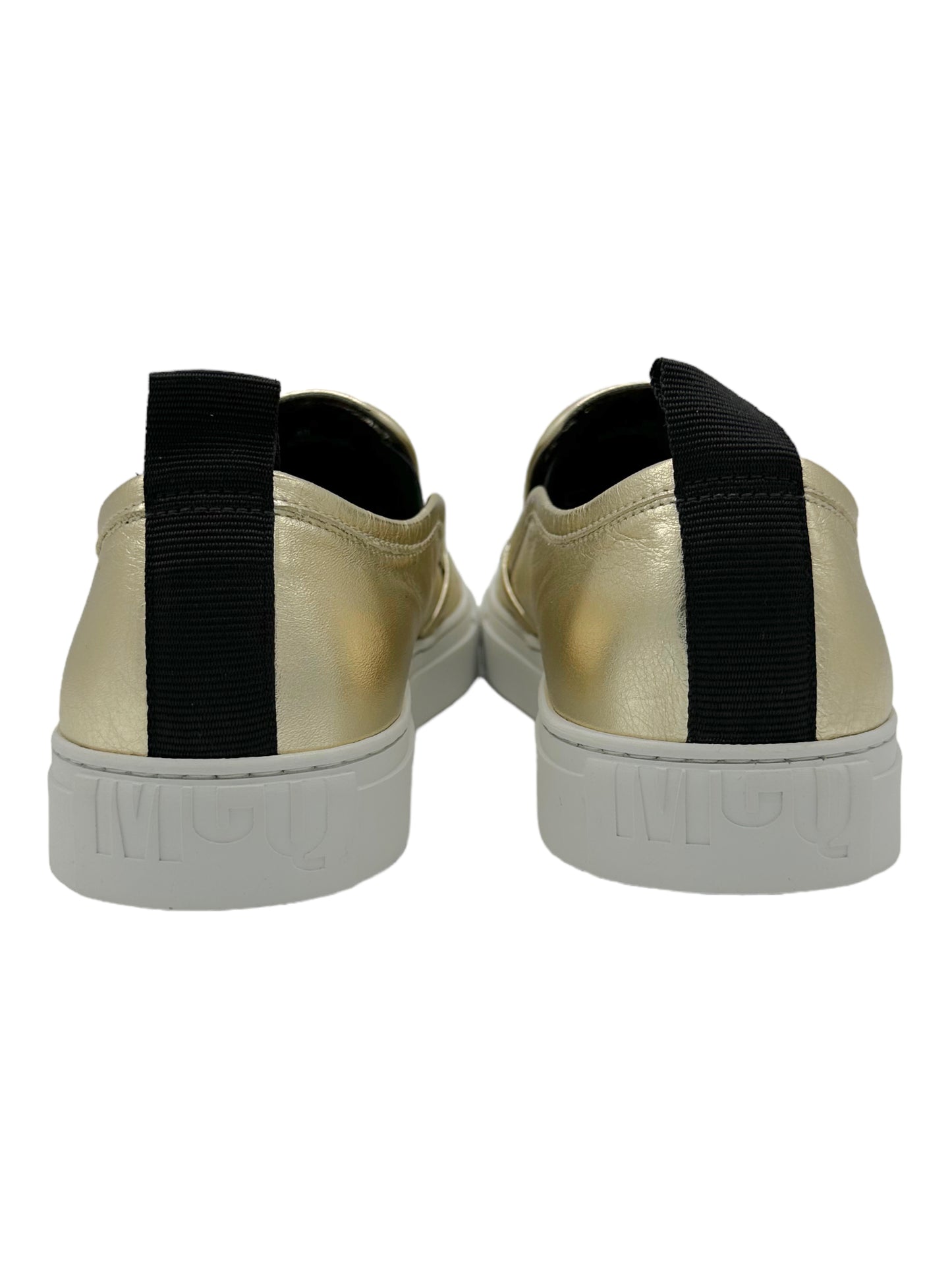 Alexander McQueen Gold & White Slip On Sneaker - Genuine Design Luxury Consignment for Men. New & Pre-Owned Clothing, Shoes, & Accessories. Calgary, Canada