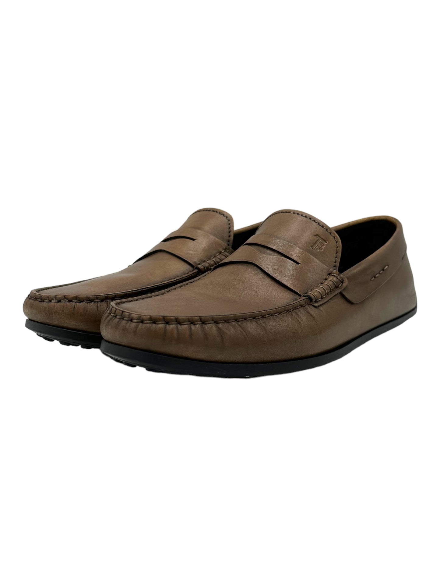 Tods Caramel Brown Leather City Driving Loafers - Genuine Design Luxury Consignment Calgary, Alberta, Canada New and Pre-Owned Clothing, Shoes, Accessories.