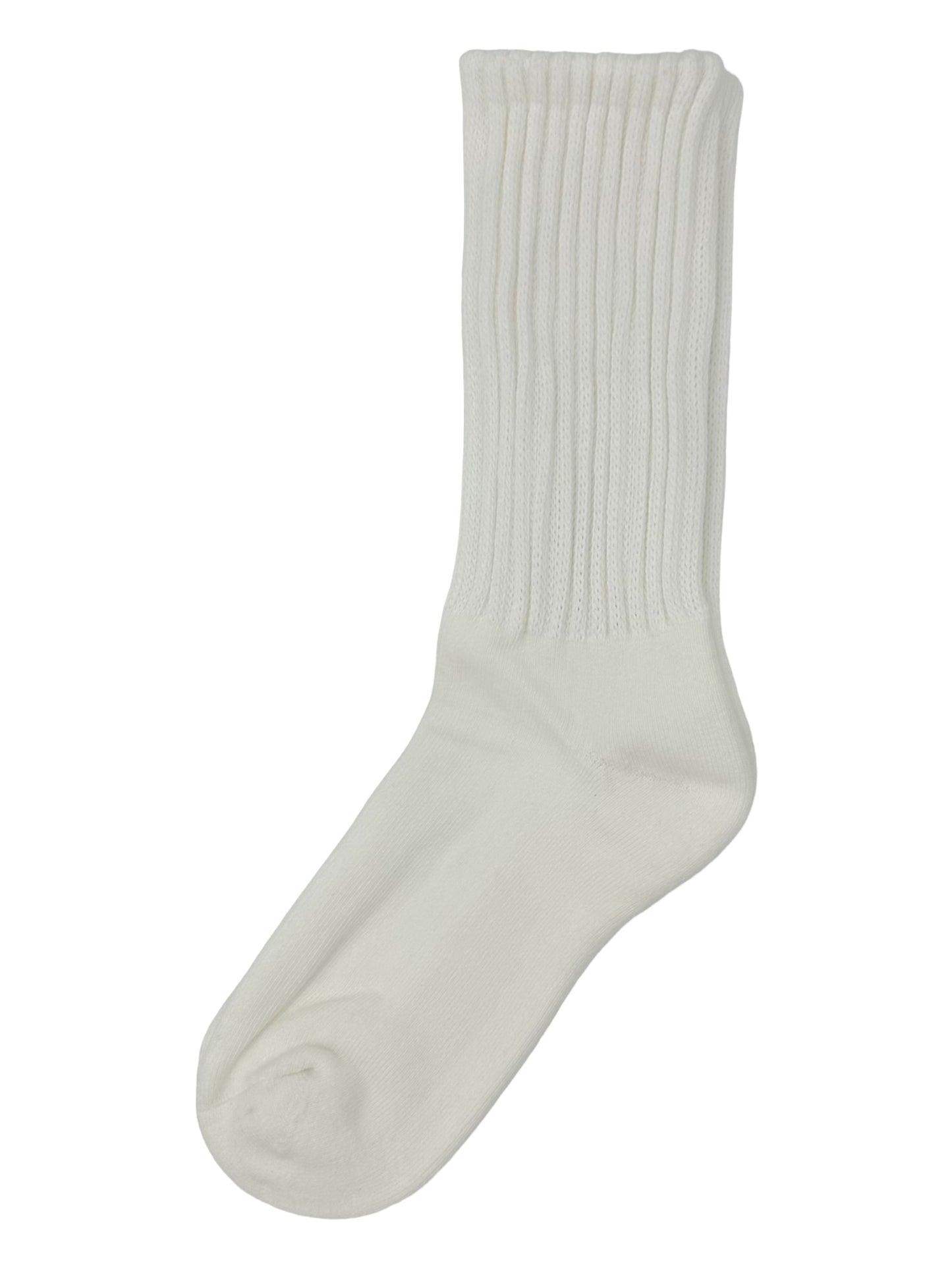 Retro Style Ribbed Cotton Crew Sock
