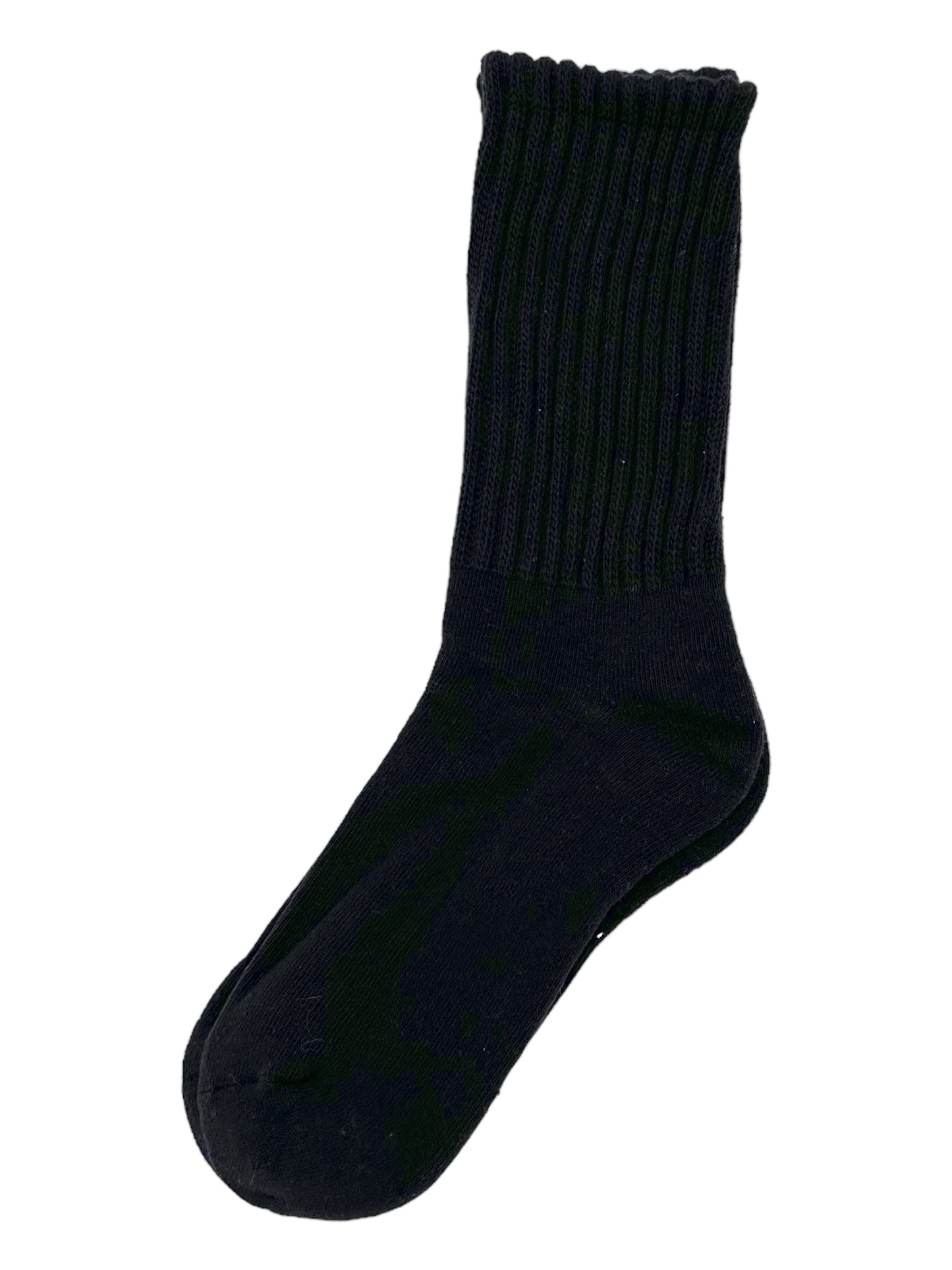 Retro Style Ribbed Cotton Crew Sock