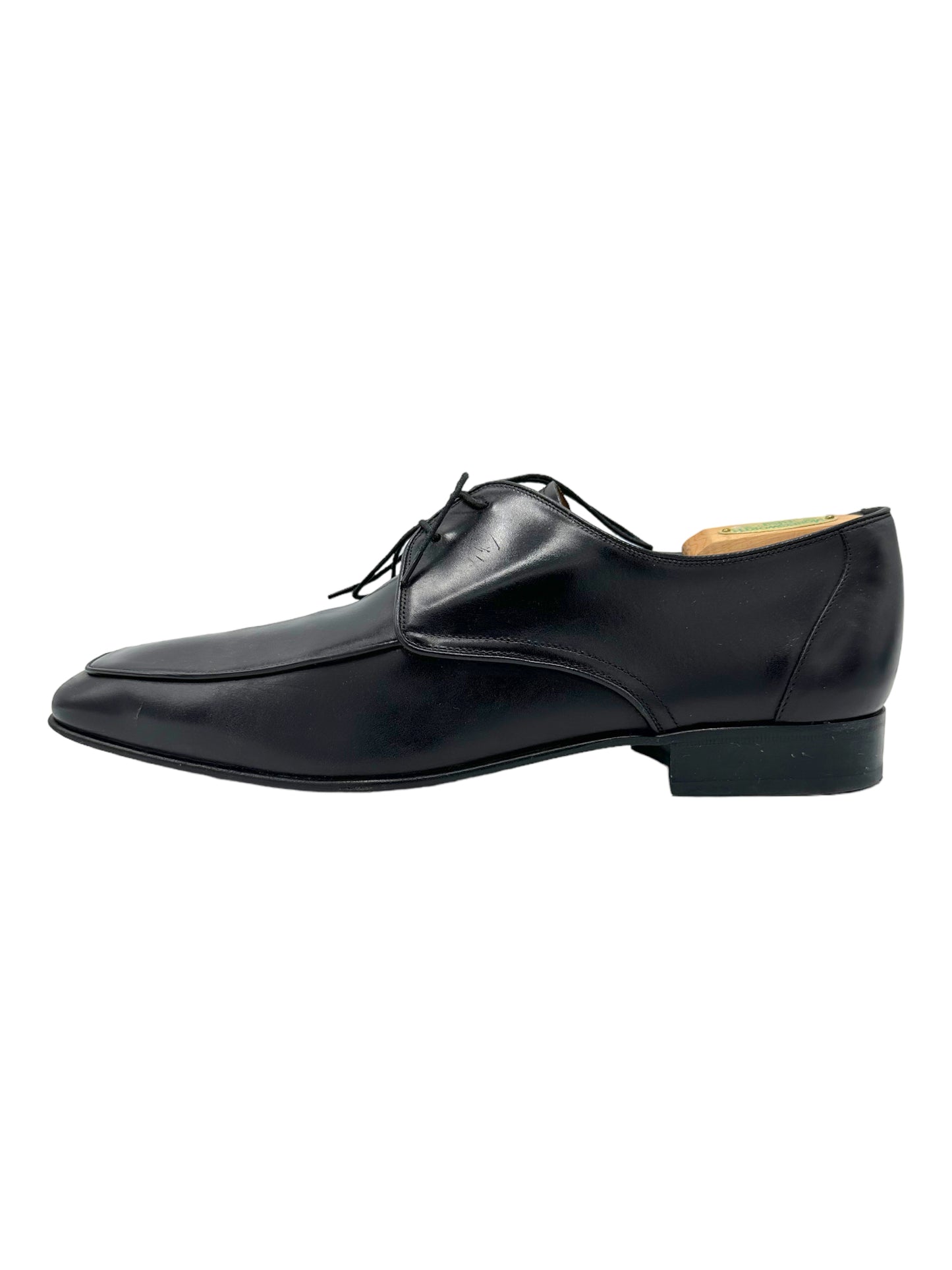 Salvatore Ferragamo Black Leather Derby Dress Shoes - Genuine Design Luxury Consignment for Men. New & Pre-Owned Clothing, Shoes, & Accessories. Calgary, Canada