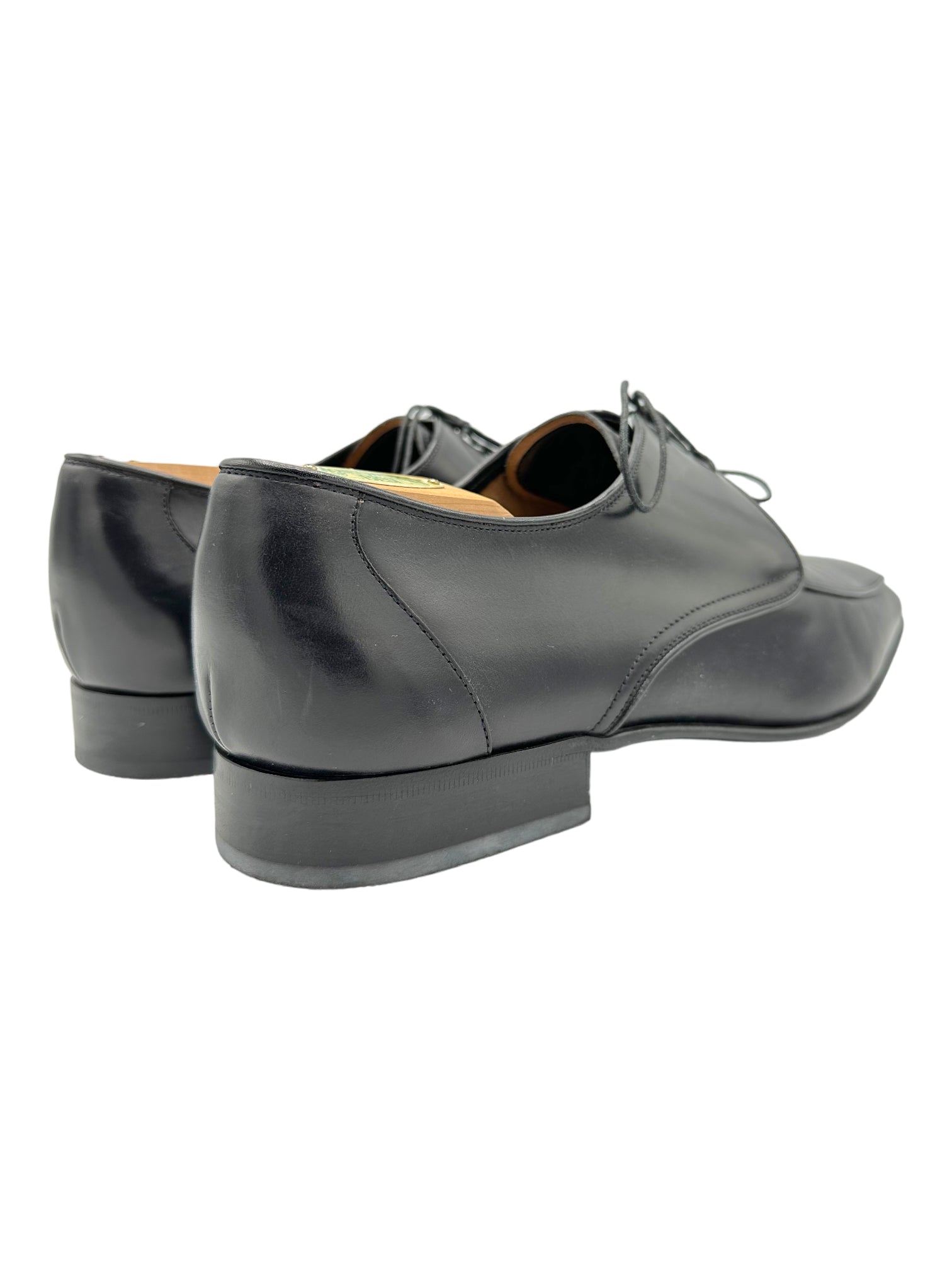 Salvatore Ferragamo Black Leather Derby Dress Shoes - Genuine Design Luxury Consignment for Men. New & Pre-Owned Clothing, Shoes, & Accessories. Calgary, Canada