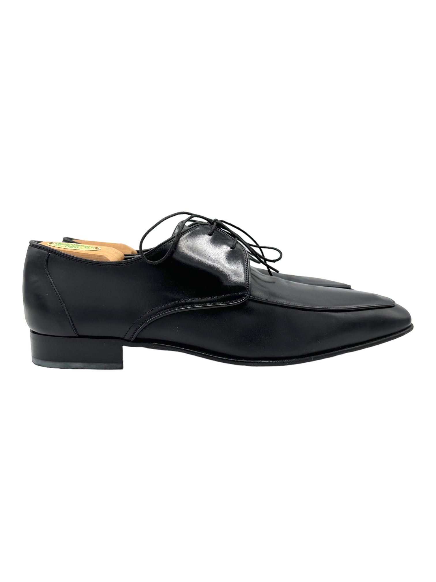 Salvatore Ferragamo Black Leather Derby Dress Shoes - Genuine Design Luxury Consignment for Men. New & Pre-Owned Clothing, Shoes, & Accessories. Calgary, Canada