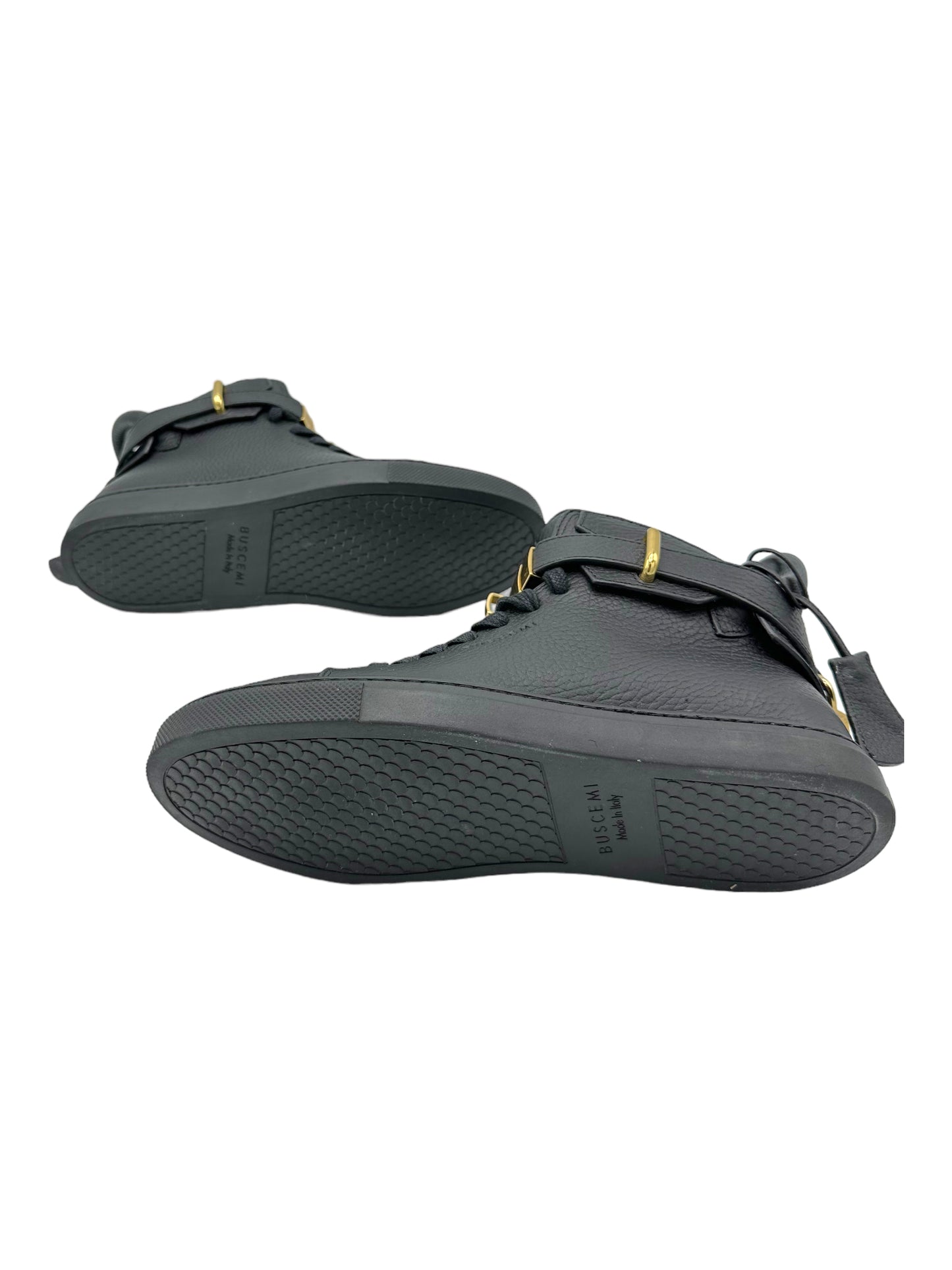 Buscemi Black 100MM High-Top Leather Sneaker - Genuine Design Luxury Consignment for Men. New & Pre-Owned Clothing, Shoes, & Accessories. Calgary, Canada