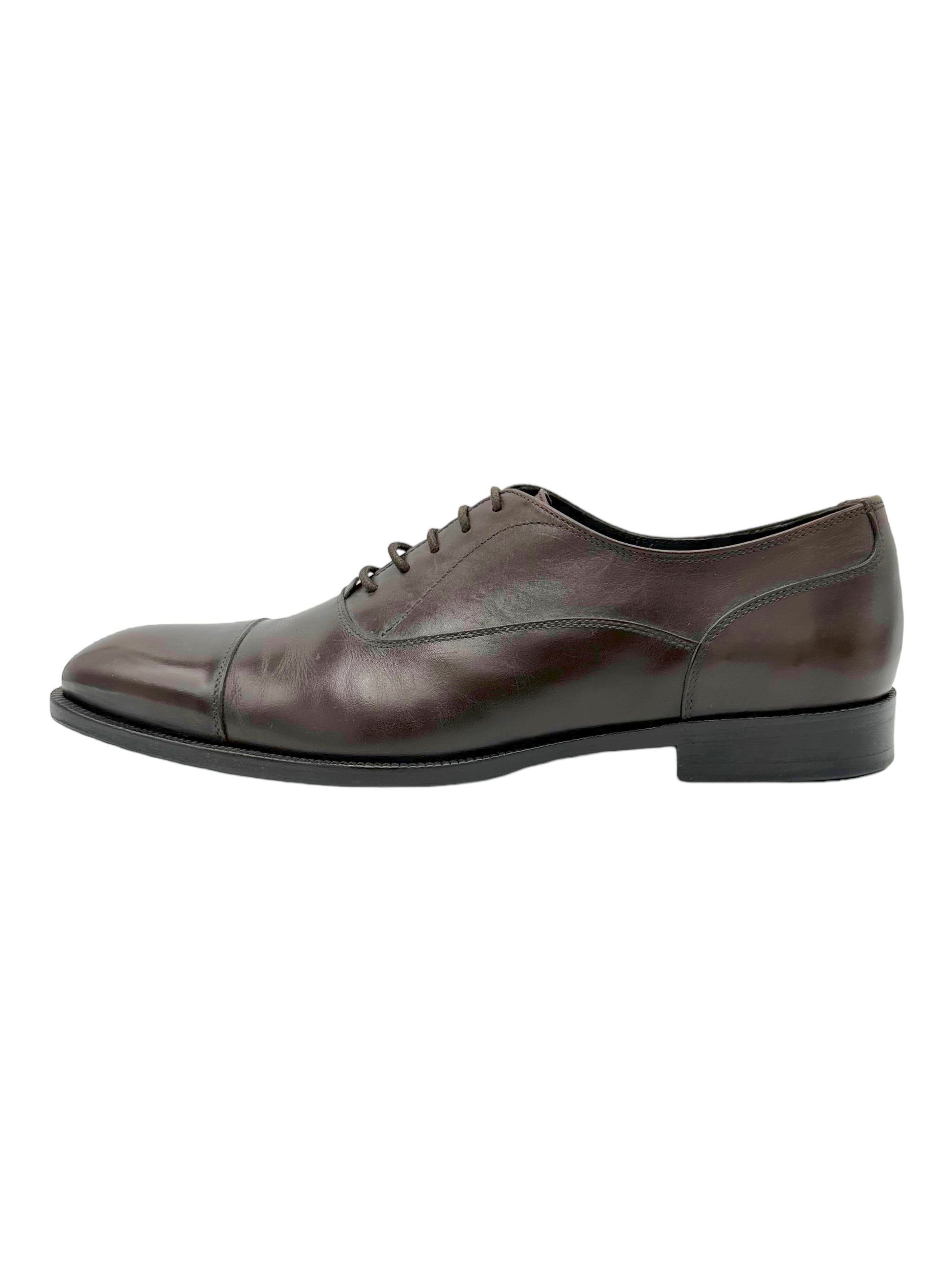 Canali Dark Brown Leather Oxford Dress Shoes - Genuine Design Luxury Consignment for Men. New & Pre-Owned Clothing, Shoes, & Accessories. Calgary, Canada