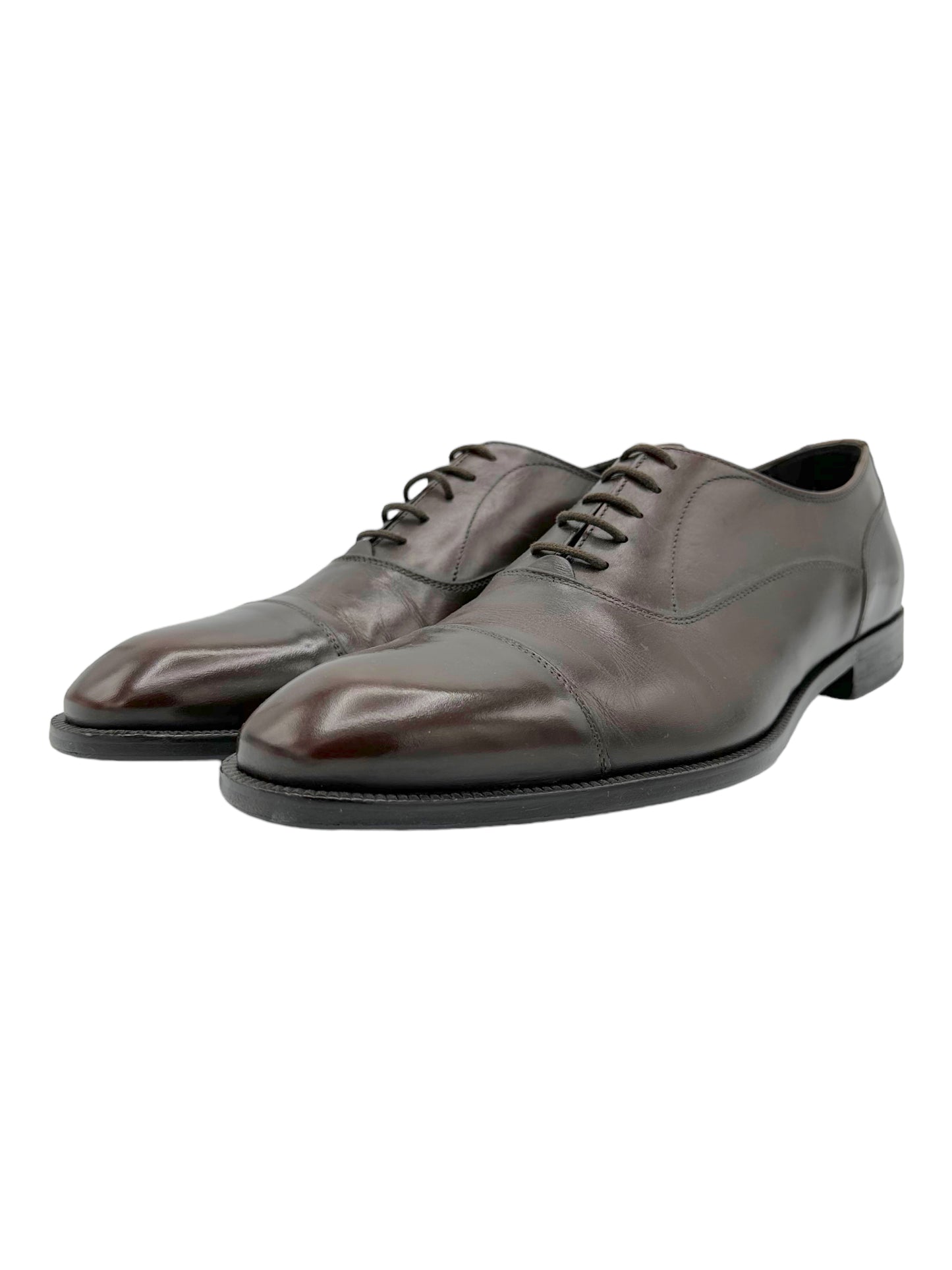 Canali Dark Brown Leather Oxford Dress Shoes - Genuine Design Luxury Consignment for Men. New & Pre-Owned Clothing, Shoes, & Accessories. Calgary, Canada