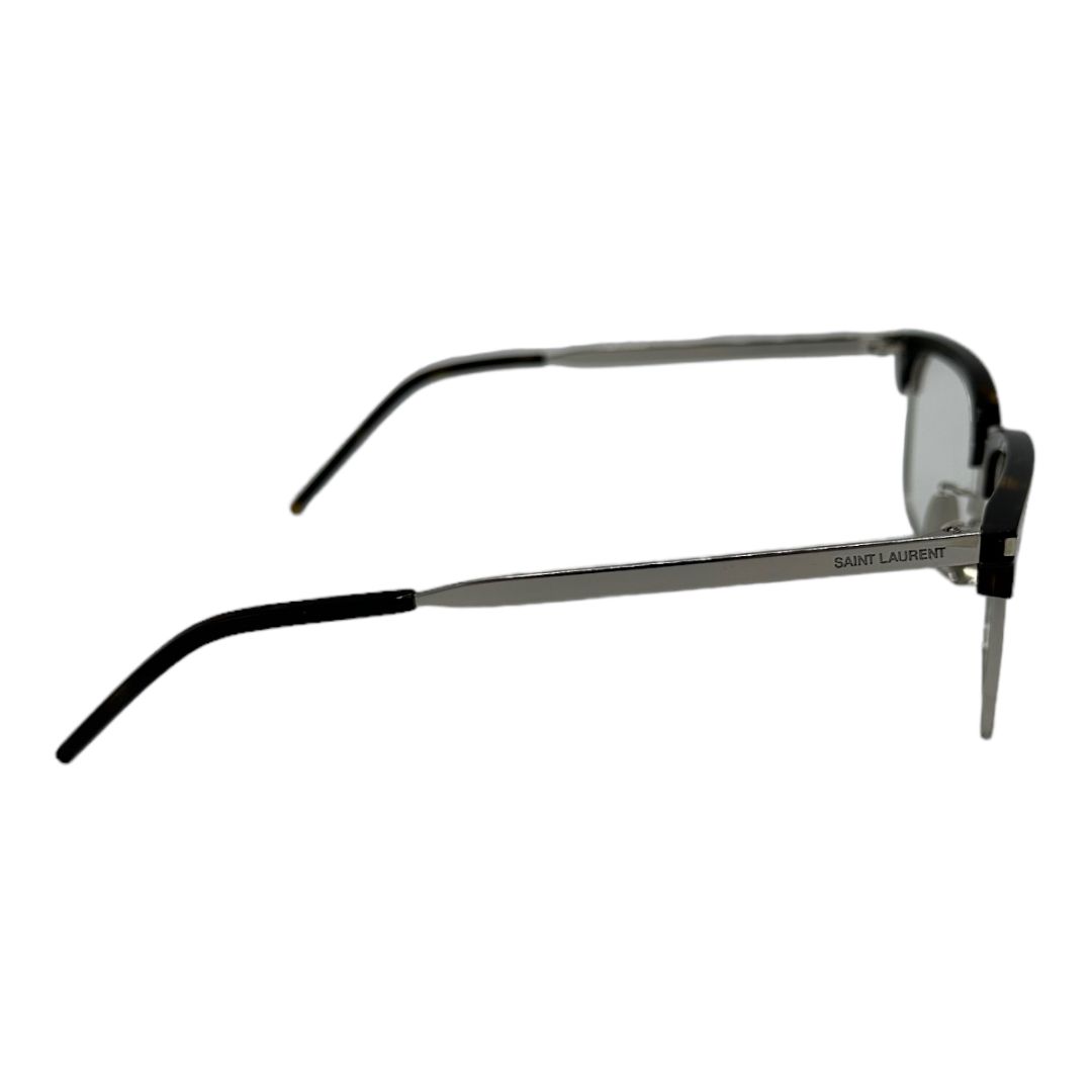 Saint Laurent Brown Tortoiseshell & Silver SL346 Eyeglass Frames 145