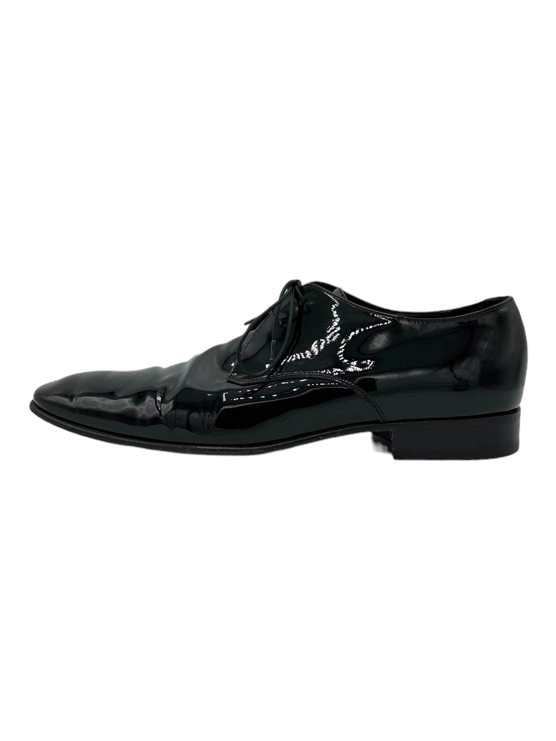 Salvatore Ferragamo Black Leather Derby Dress Shoes - Genuine Design Luxury Consignment for Men. New & Pre-Owned Clothing, Shoes, & Accessories. Calgary, Canada