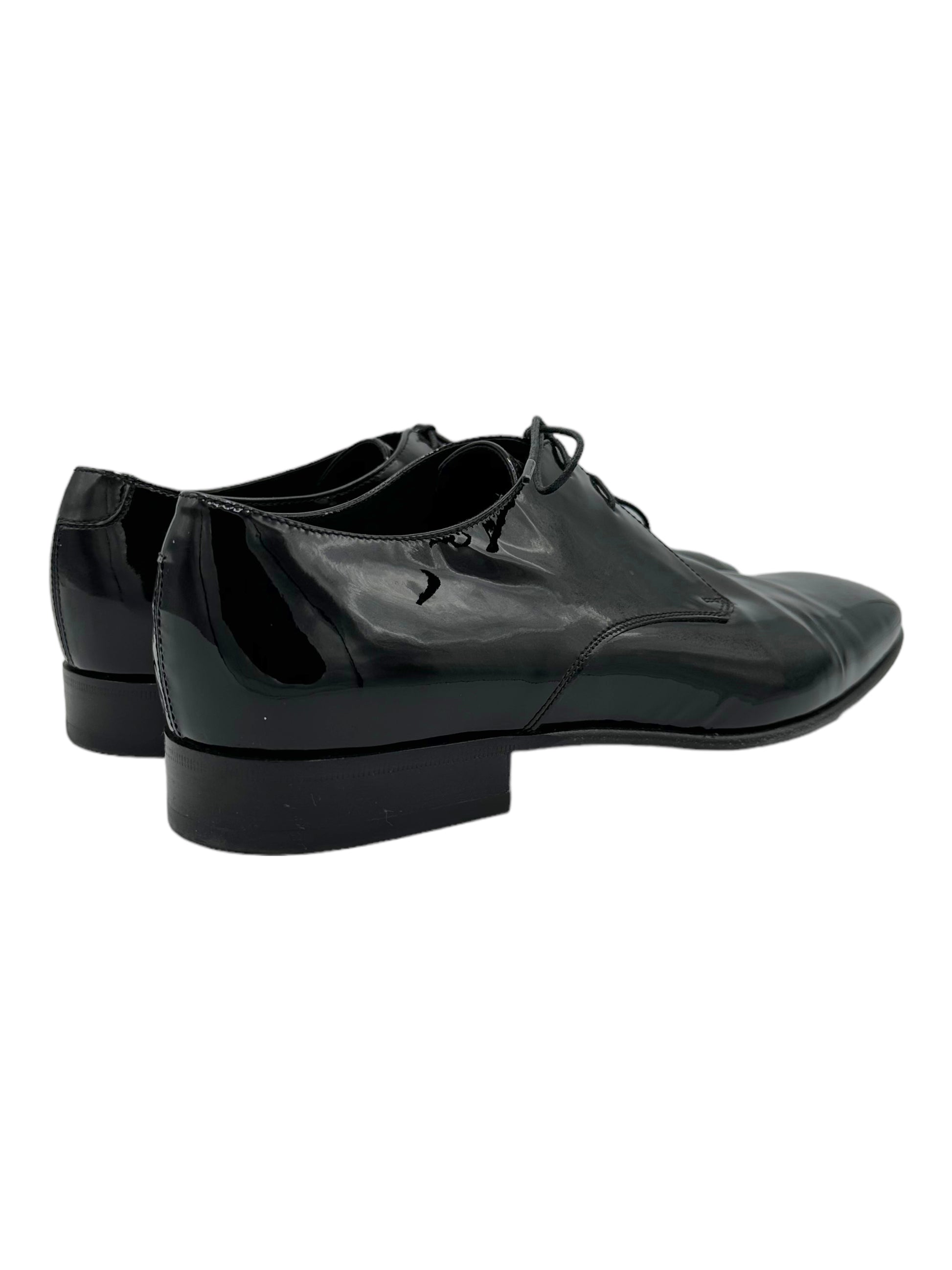 Salvatore Ferragamo Black Leather Derby Dress Shoes - Genuine Design Luxury Consignment for Men. New & Pre-Owned Clothing, Shoes, & Accessories. Calgary, Canada