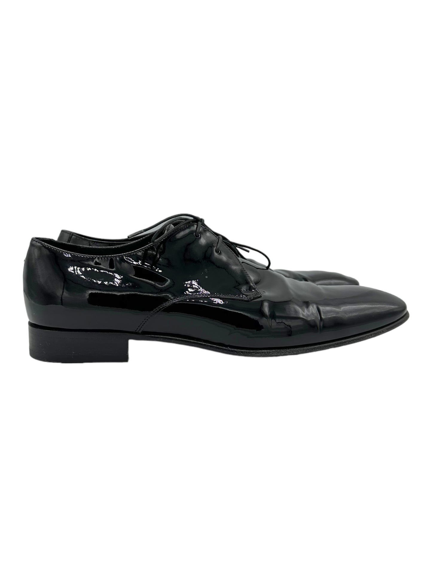 Salvatore Ferragamo Black Leather Derby Dress Shoes - Genuine Design Luxury Consignment for Men. New & Pre-Owned Clothing, Shoes, & Accessories. Calgary, Canada