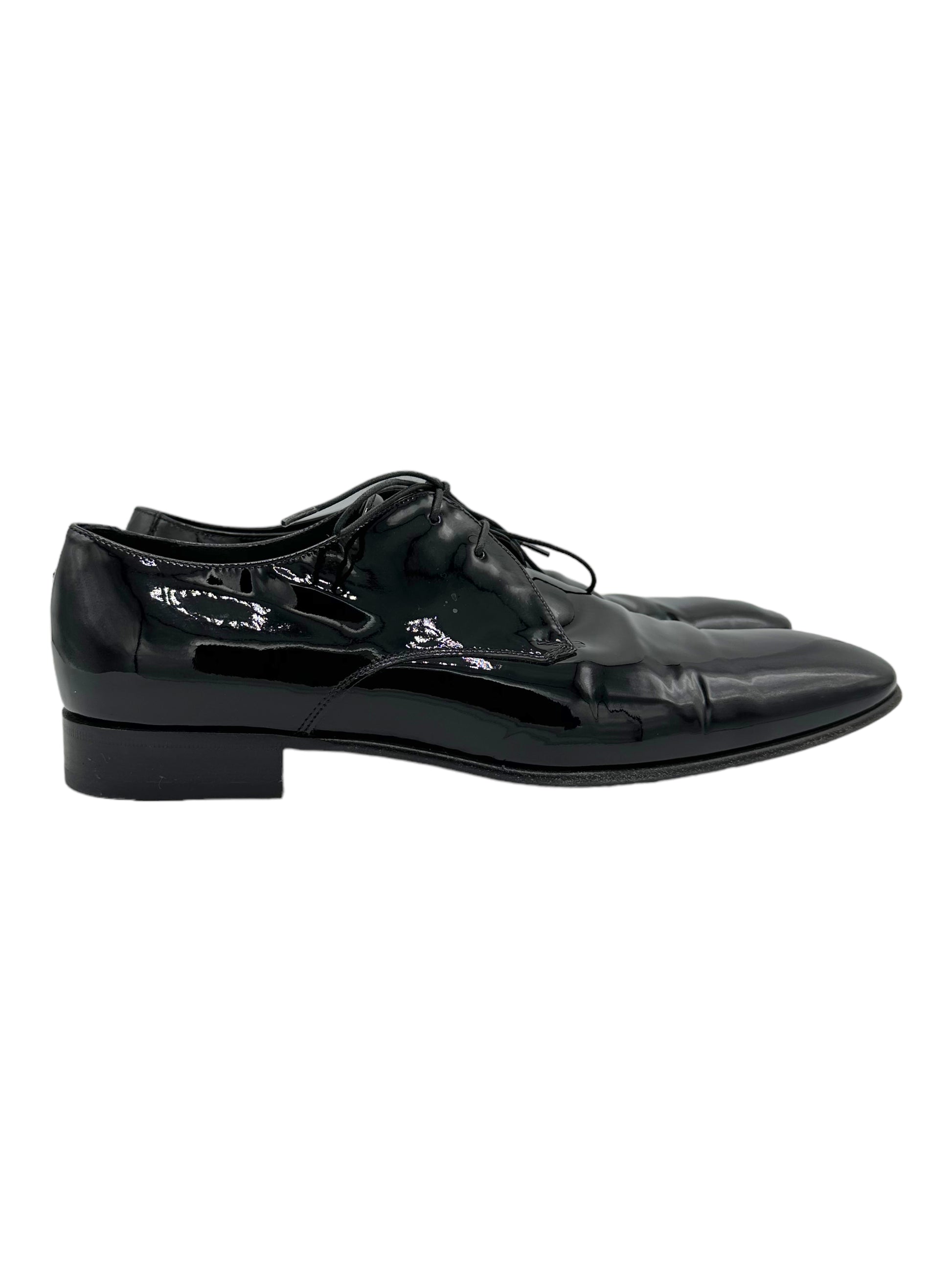 Salvatore Ferragamo Black Leather Derby Dress Shoes - Genuine Design Luxury Consignment for Men. New & Pre-Owned Clothing, Shoes, & Accessories. Calgary, Canada