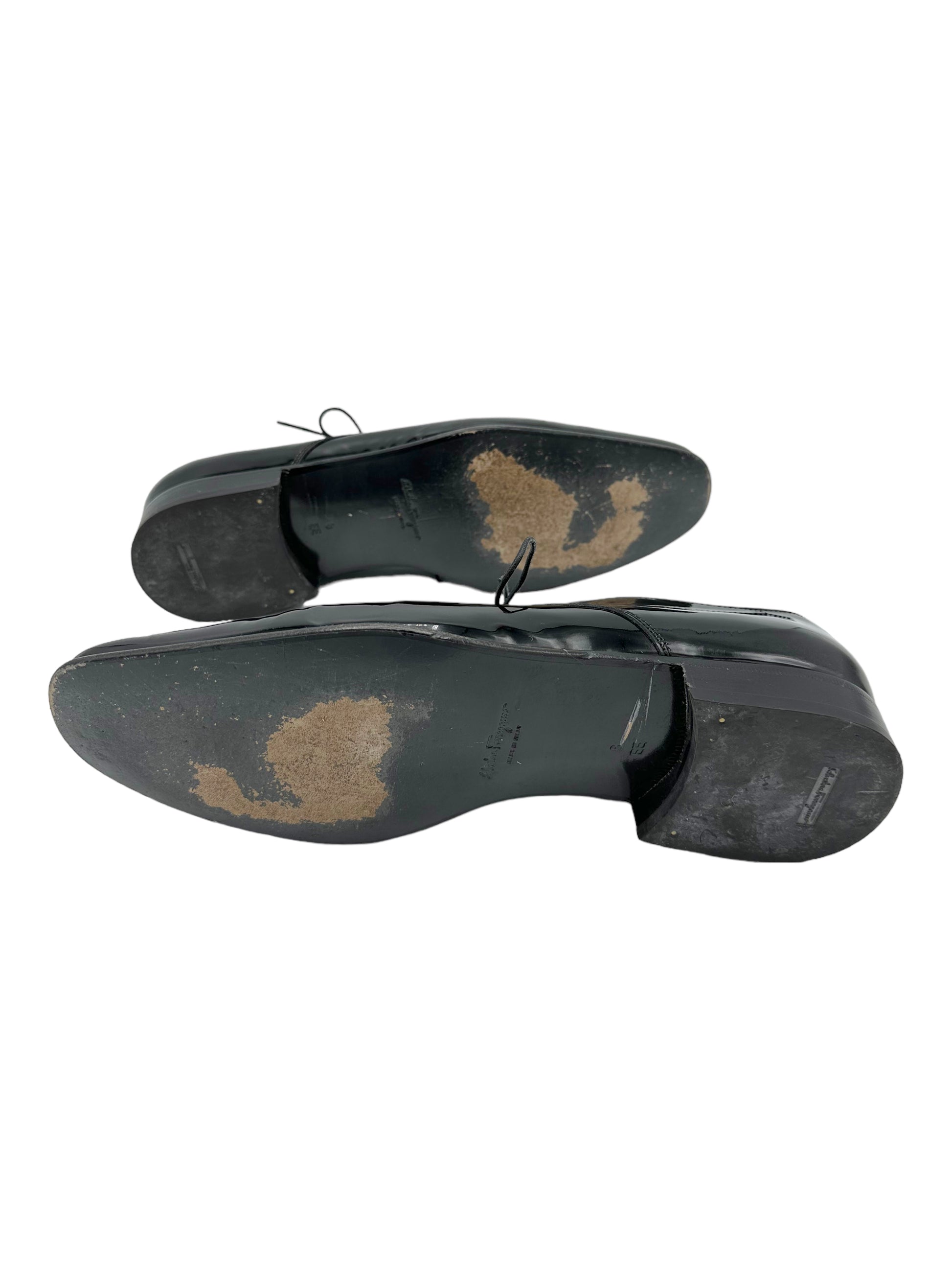 Salvatore Ferragamo Black Leather Derby Dress Shoes - Genuine Design Luxury Consignment for Men. New & Pre-Owned Clothing, Shoes, & Accessories. Calgary, Canada