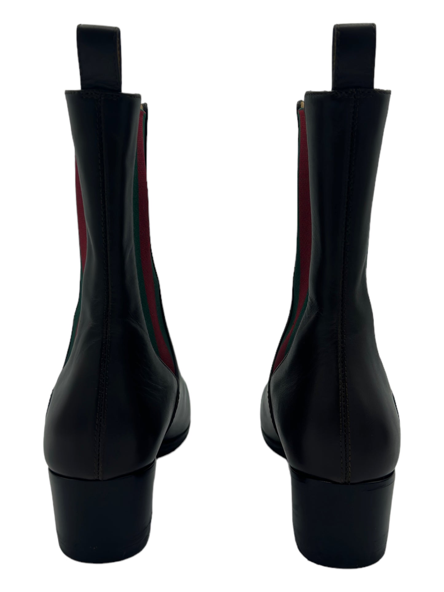 Gucci Brown Sylvie Web Accent Leather Chelsea Boots - Genuine Design Luxury Consignment for Men. New & Pre-Owned Clothing, Shoes, & Accessories. Calgary, Canada