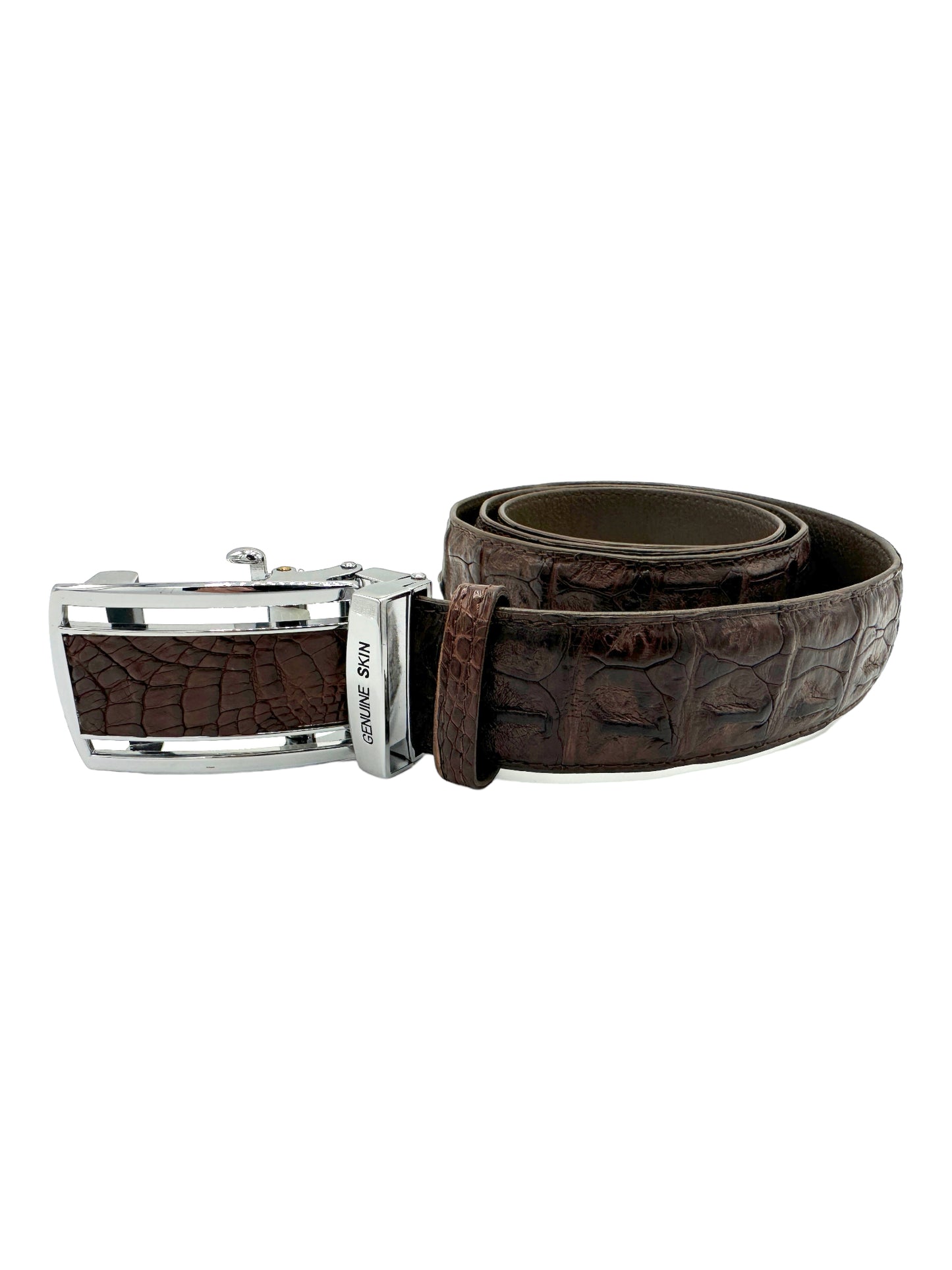 River Crocodile Skin Hornback Soft Skin Brown Belt - Genuine Design luxury consignment Calgary, Alberta, Canada New and pre-owned clothing, shoes, accessories.