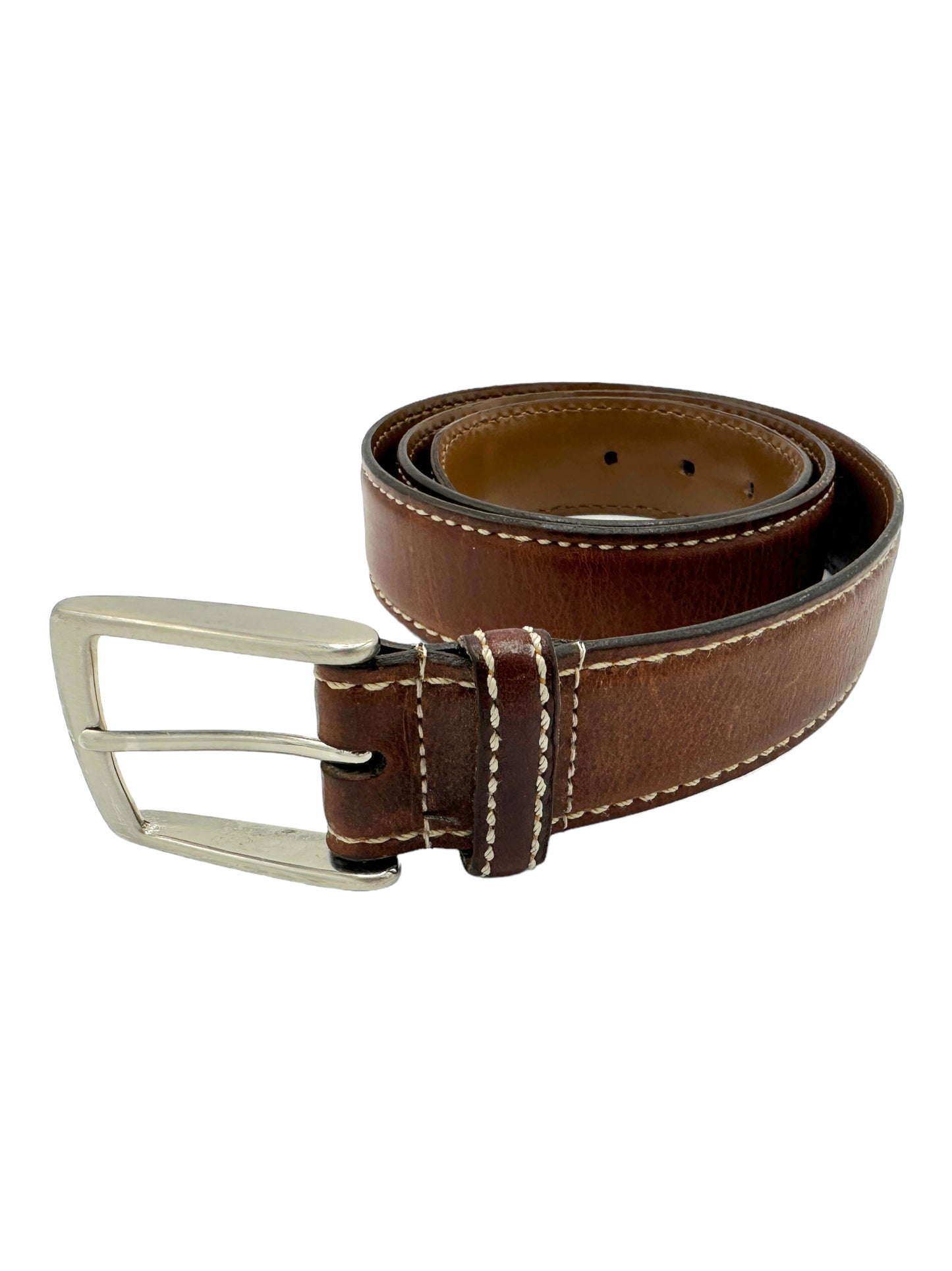 Allen Edmonds Light Brown Leather Belt - Genuine Design luxury consignment Calgary, Alberta, Canada New and pre-owned clothing, shoes, accessories.