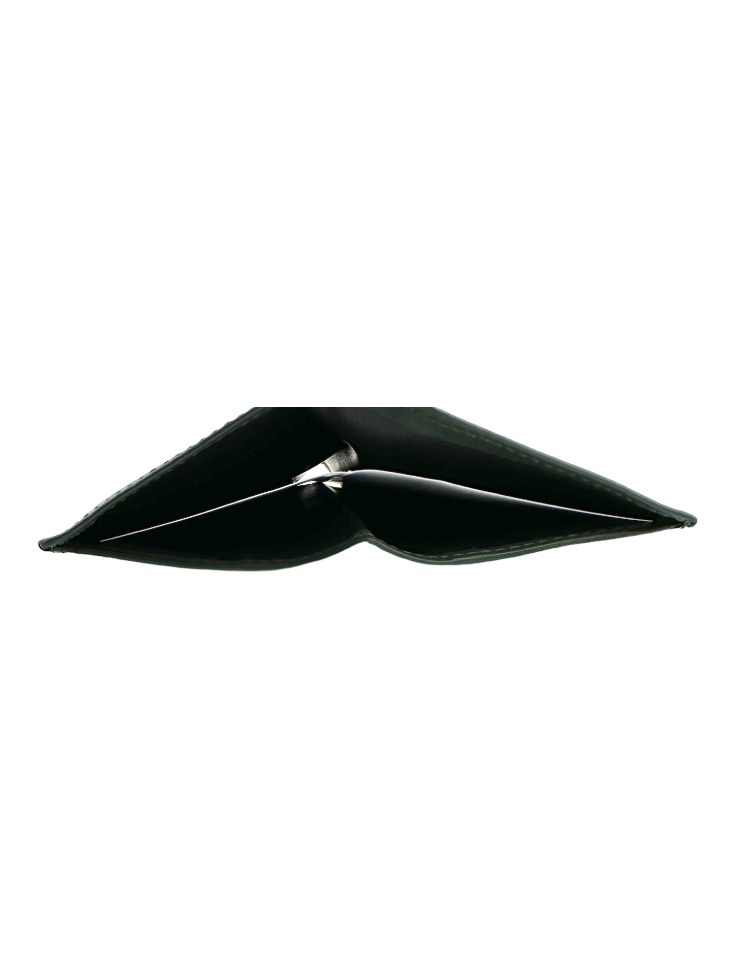 Comme Des Garcons Green Leather Bifold Cardholder - Genuine Design Luxury Consignment. New & Pre-Owned Clothing, Shoes, & Accessories. Calgary, Canada