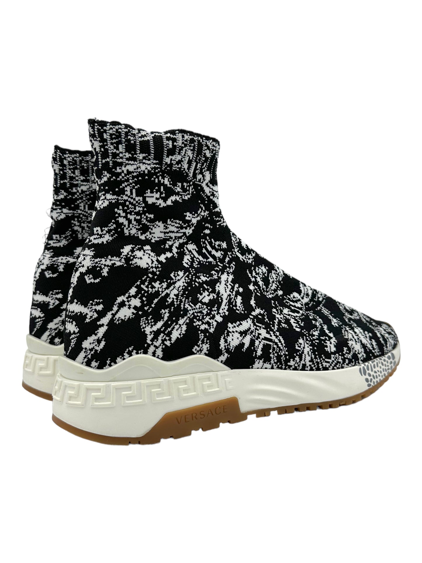 Versace Black & White Abstract Pattern Knit Sock Runners - Genuine Design Luxury Consignment. New & Pre-Owned Clothing, Shoes, & Accessories. Calgary, Canada
