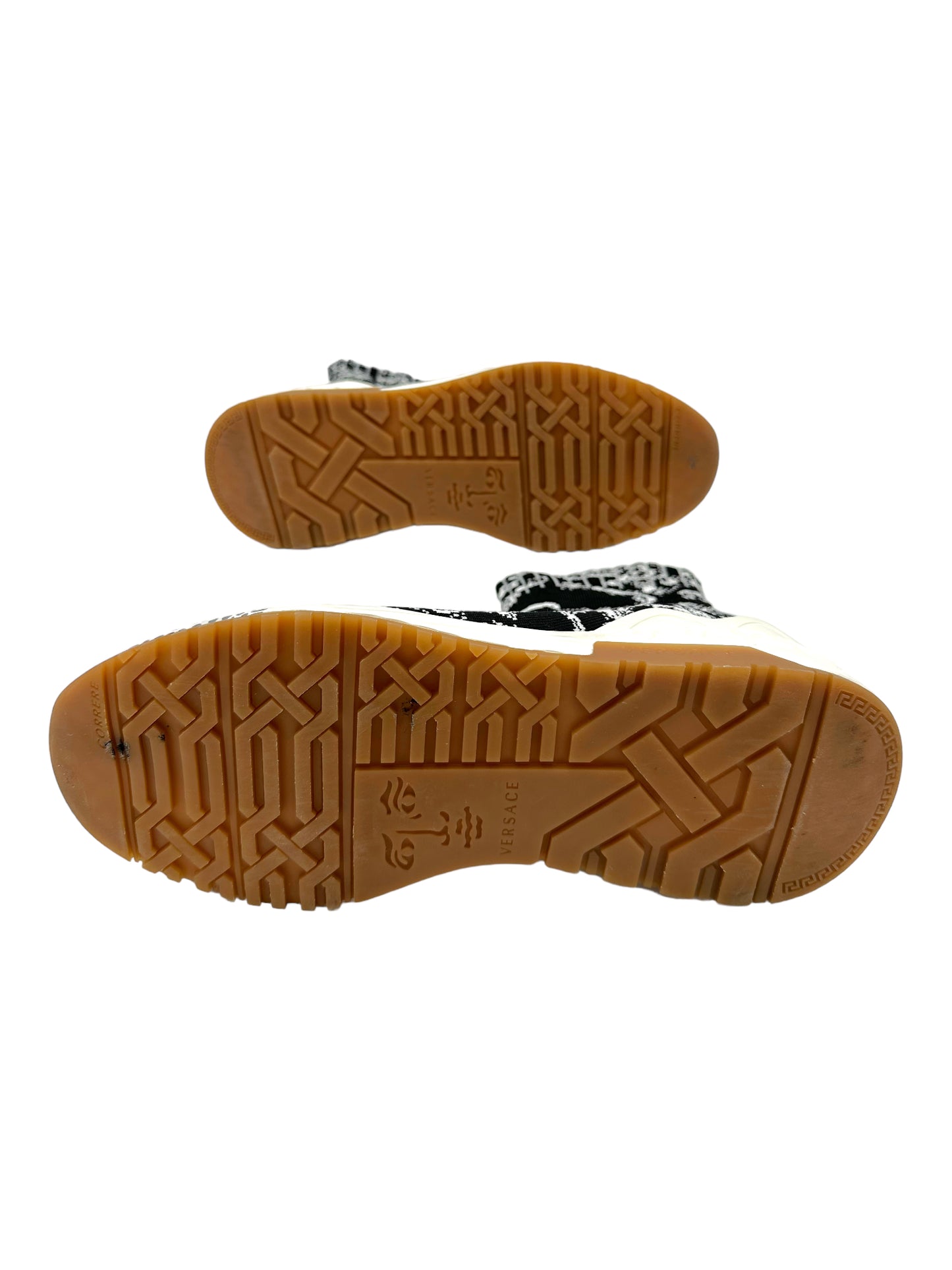 Versace Black & White Abstract Pattern Knit Sock Runners - Genuine Design Luxury Consignment. New & Pre-Owned Clothing, Shoes, & Accessories. Calgary, Canada