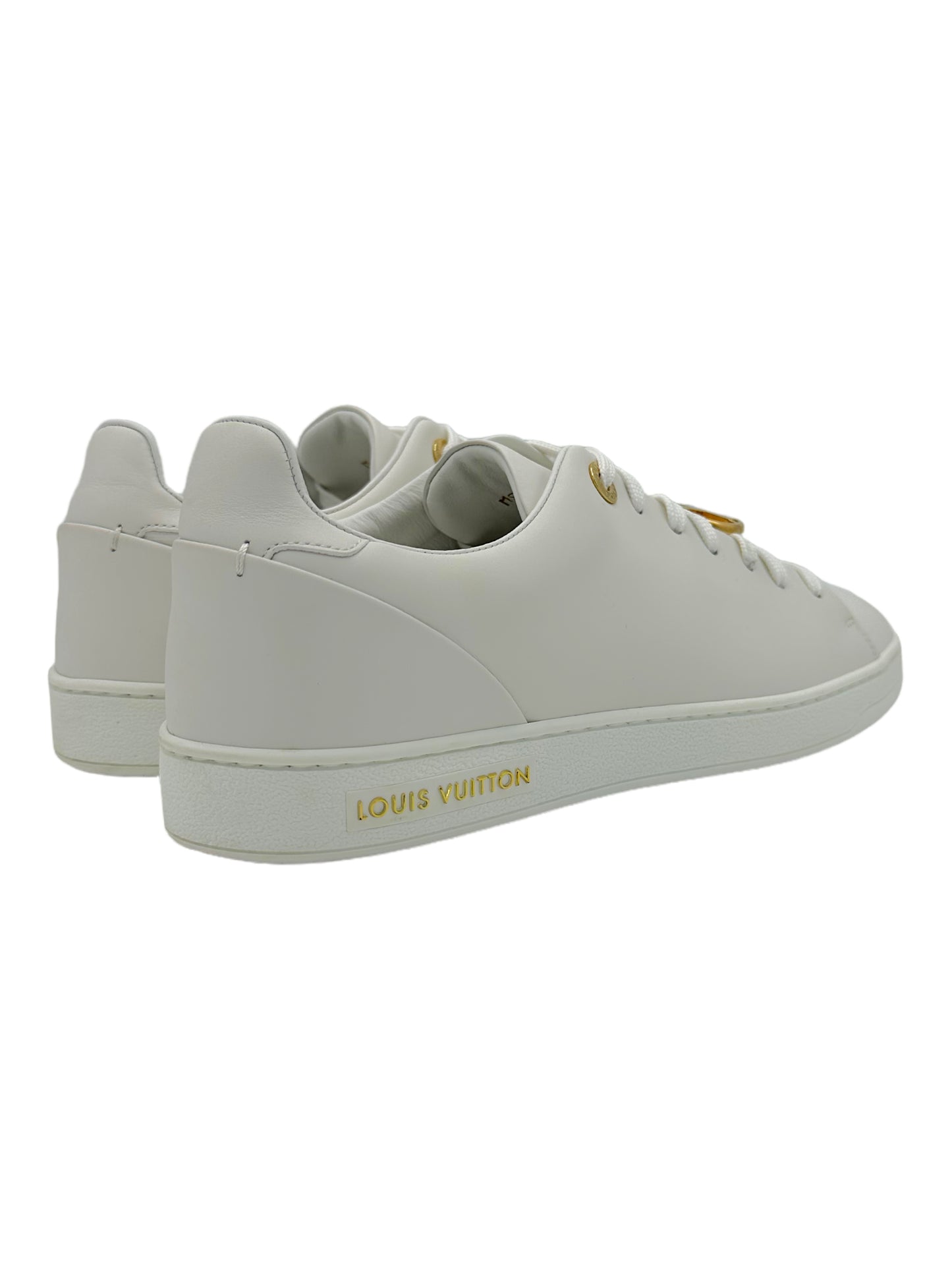 Louis Vuitton Women's White Leather Frontrow Sneakers - Genuine Design Luxury Consignment. New & Pre-Owned Clothing, Shoes, & Accessories. Calgary, Canada