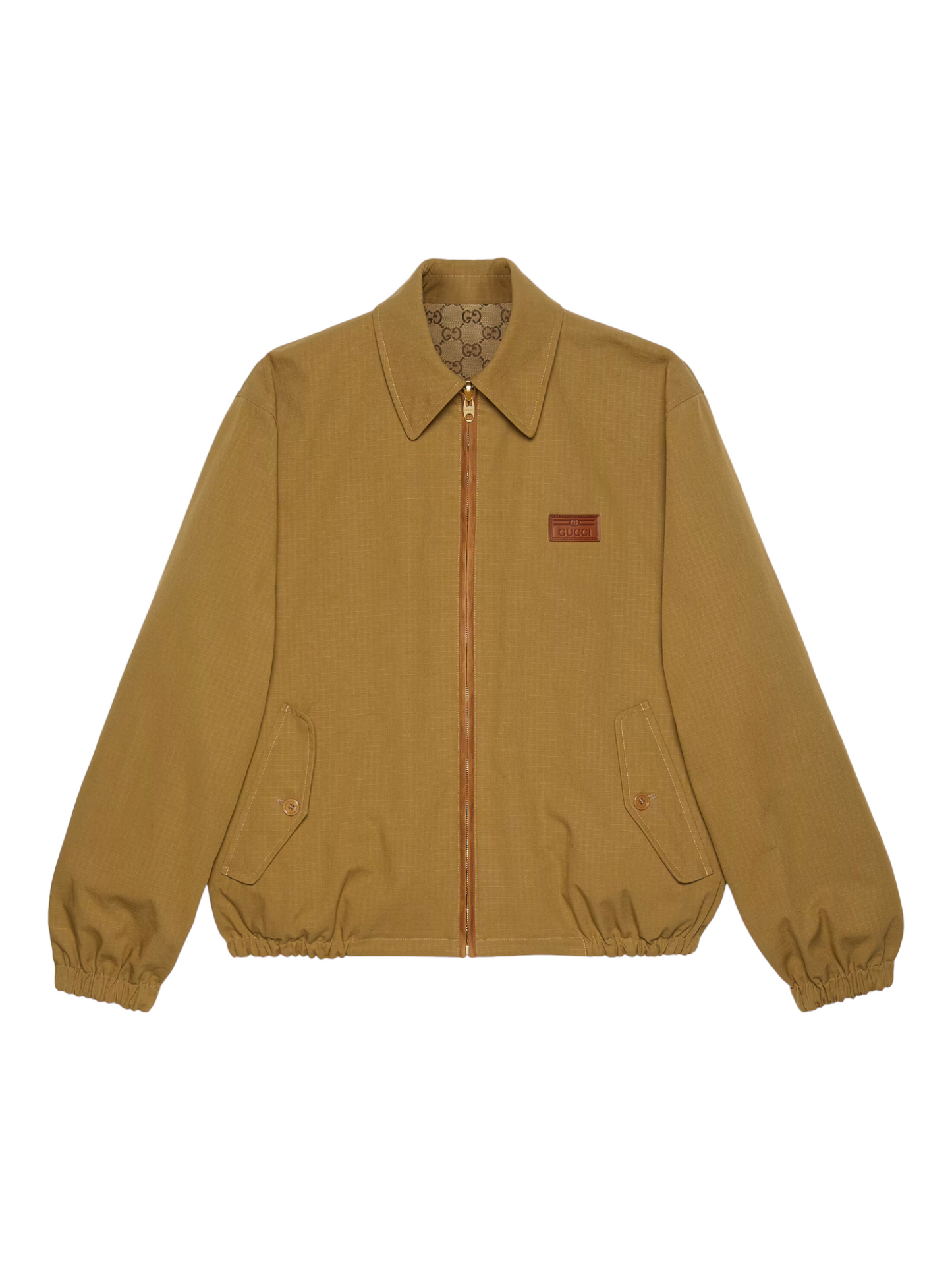 Gucci Brown Reversible GG Monogram Bomber Jacket Large — Genuine Design Luxury Consignment Calgary, Canada New & Pre-Owned Authentic Clothing, Shoes, Accessories.