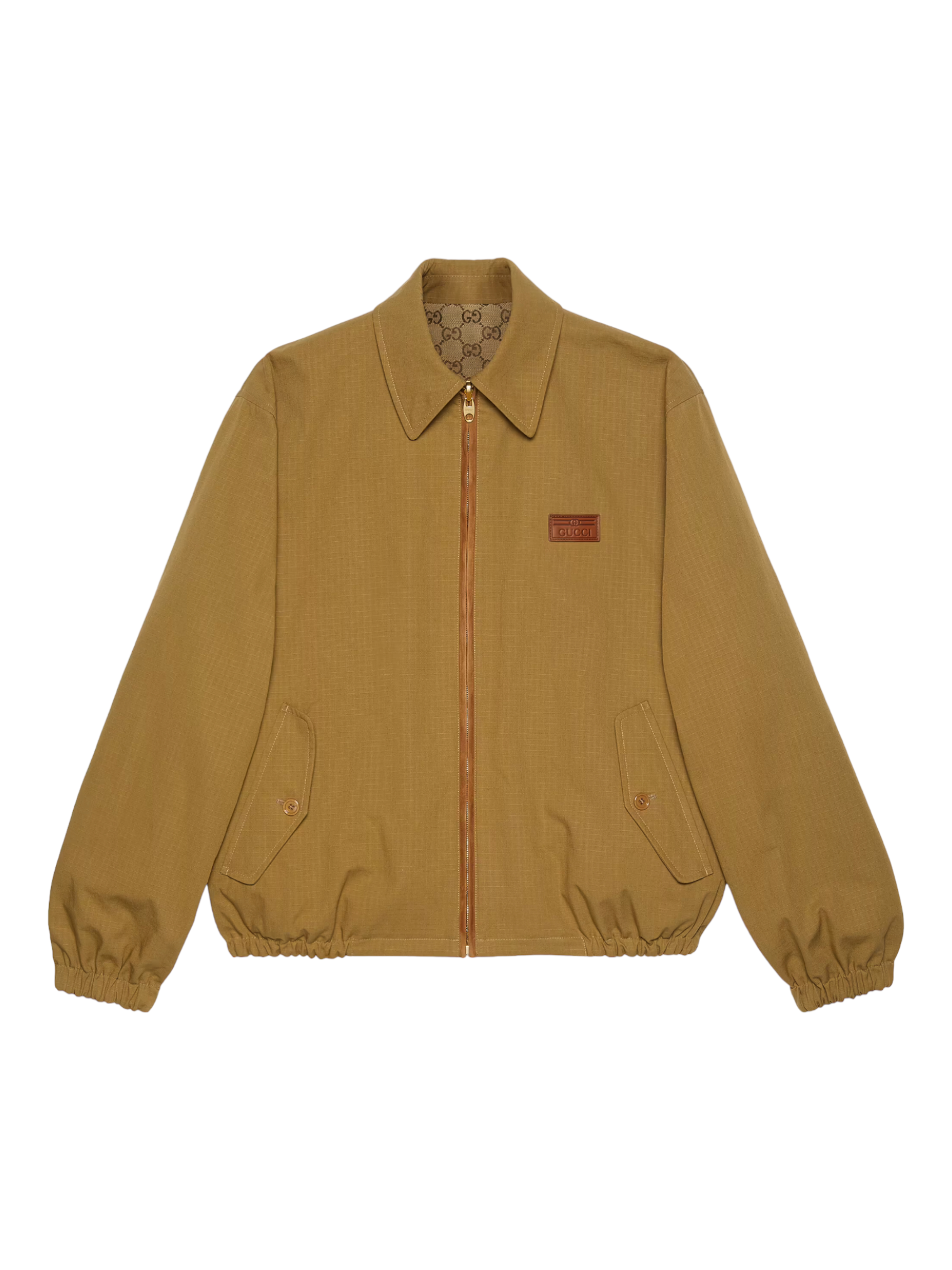 Gucci Brown Reversible GG Monogram Bomber Jacket Large — Genuine Design Luxury Consignment Calgary, Canada New & Pre-Owned Authentic Clothing, Shoes, Accessories.