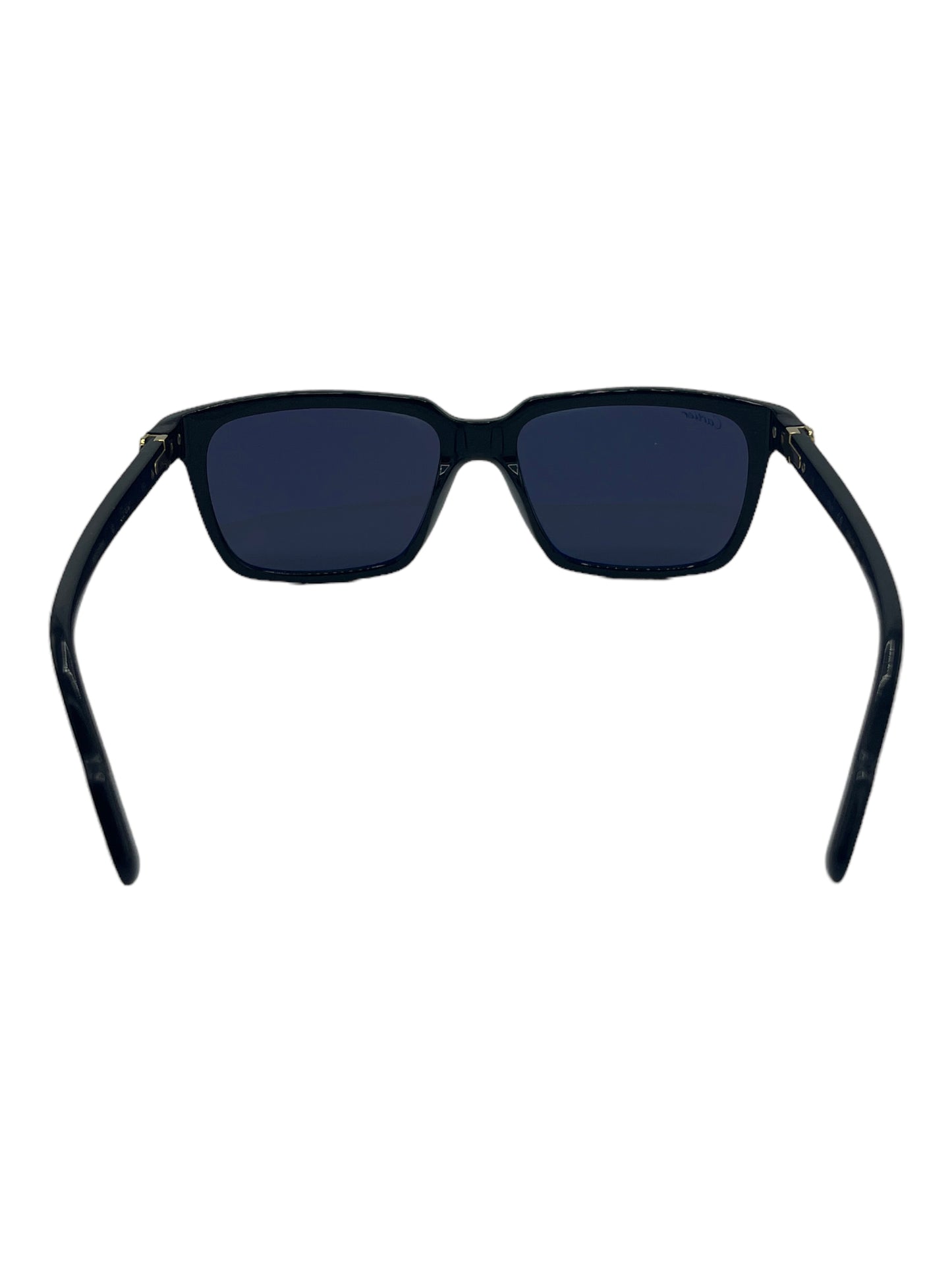 Cartier Black And Gold Rectangular Sunglasses