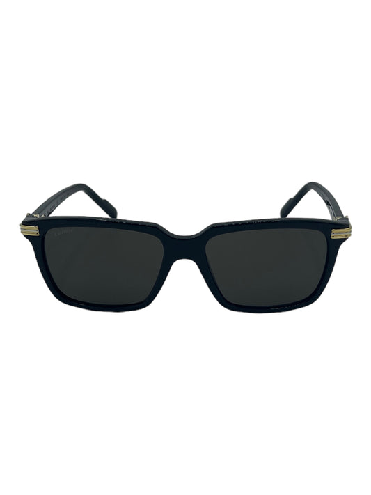 Cartier Black And Gold Rectangular Sunglasses