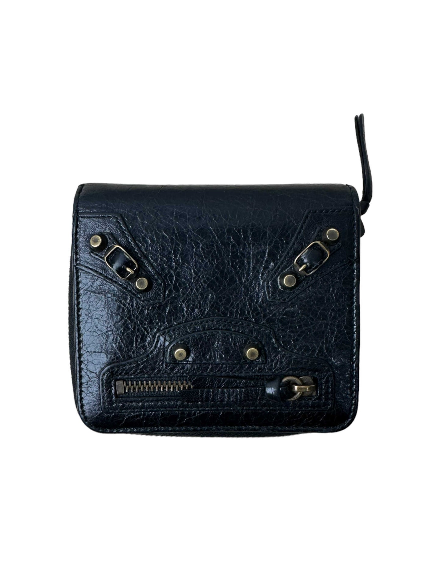 Balenciaga Black Leather Motocross Zip Around Compact Wallet— Genuine Design Luxury Consignment for Men. New & Pre-Owned Clothing, Shoes, & Accessories. Calgary, Canada