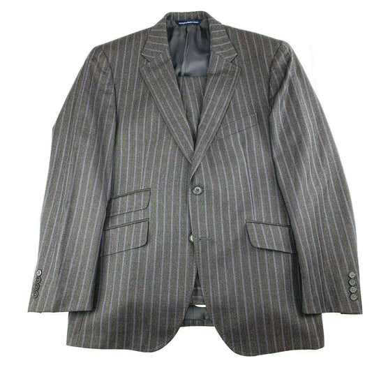 Coppley Suit Dark Grey Blue Stripe 40S Jacket 34W 30L Pant Reda Cloth - Genuine Design Luxury Consignment