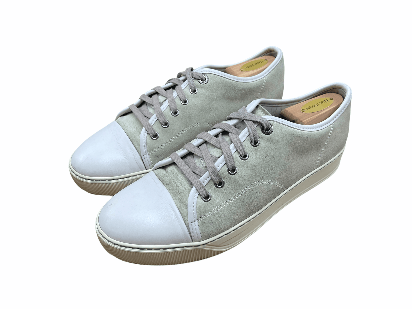 Lanvin Paris Off White Tan Suede Leather Sneakers 8US—Genuine Design luxury consignment